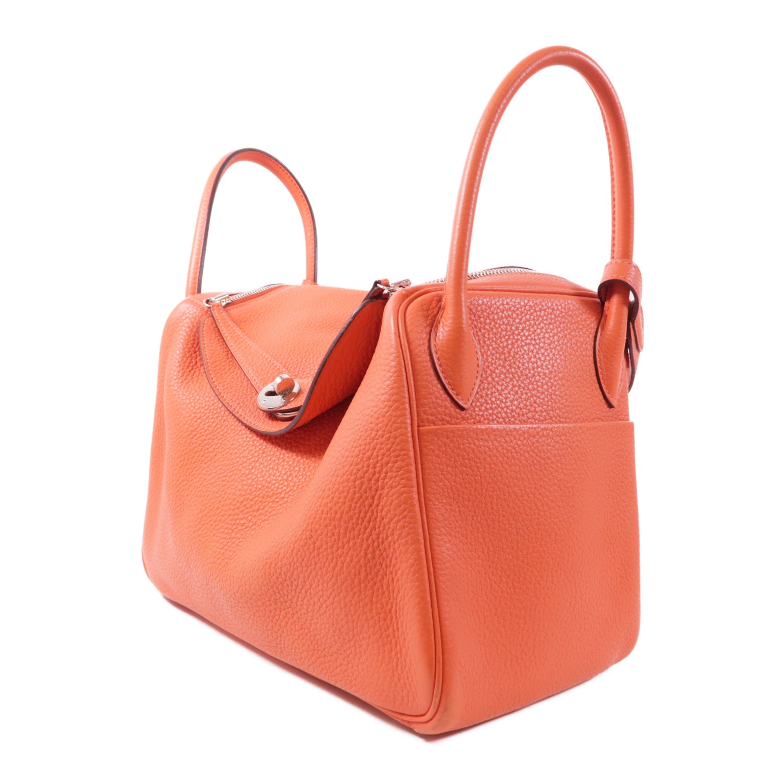 HERMES Clemence皮革Lindy 30銀扣手挽肩背兩用袋Rose Jaipur