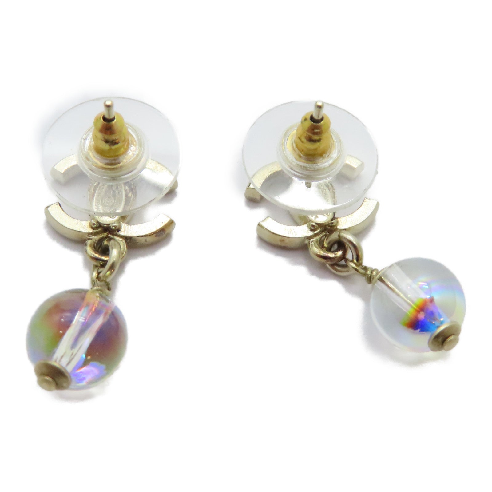 CHANEL 金屬Earrings幻彩珠耳環金色