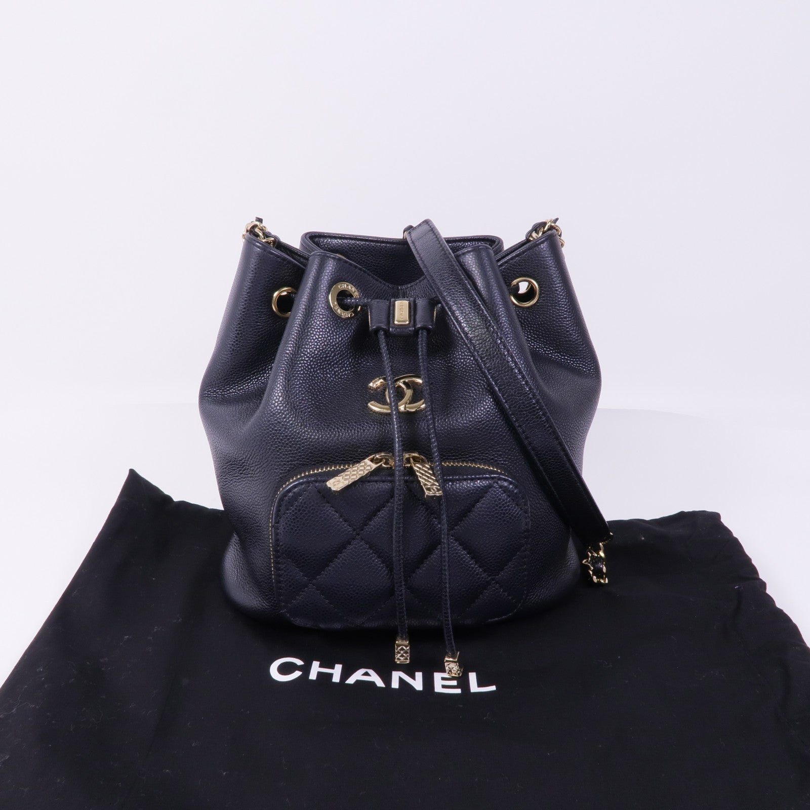 CHANEL 牛皮皮革Chain Shoulder Bag金扣鏈帶肩背袋