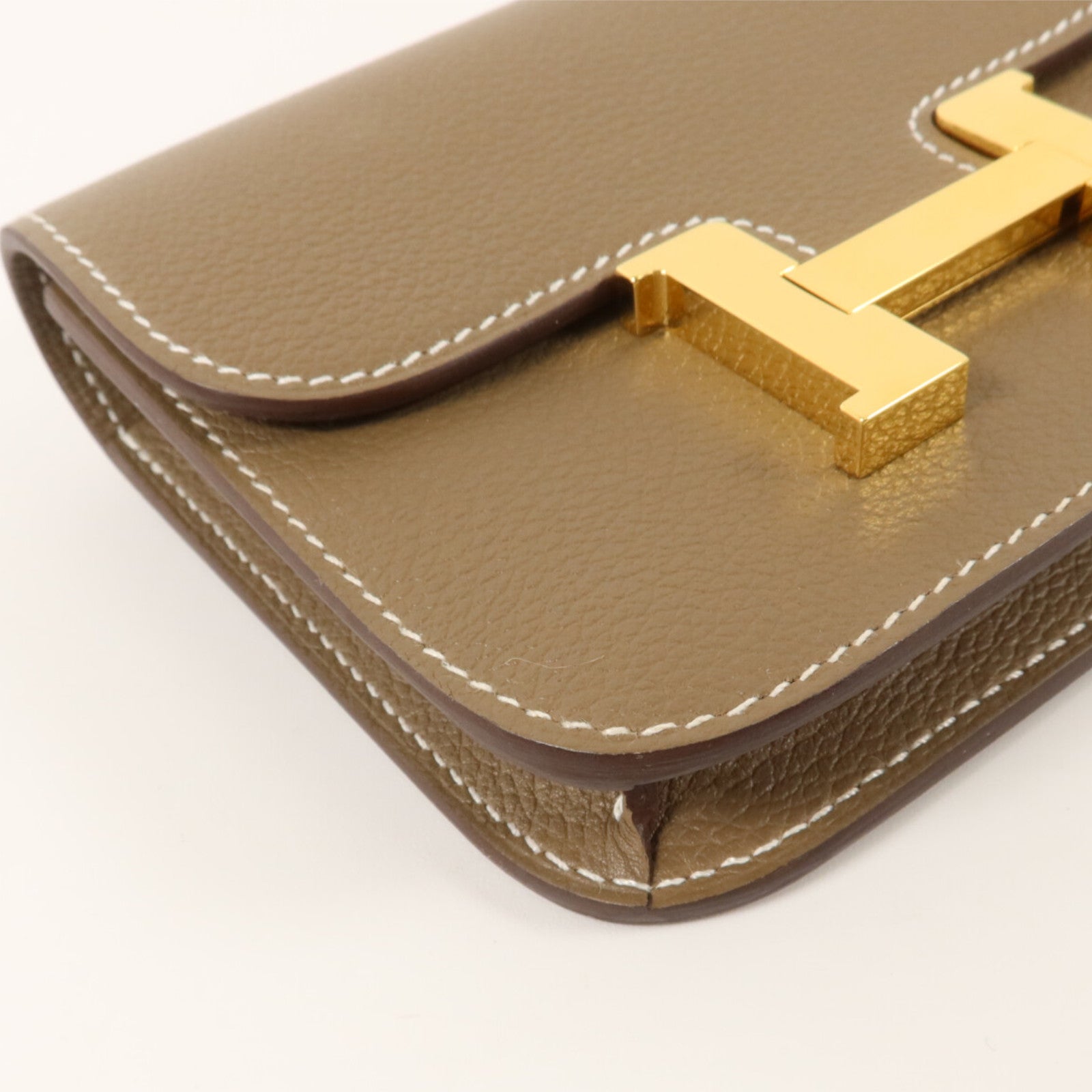 HERMES Evercolor皮革Constance Slim Wallet錢包Etoupe