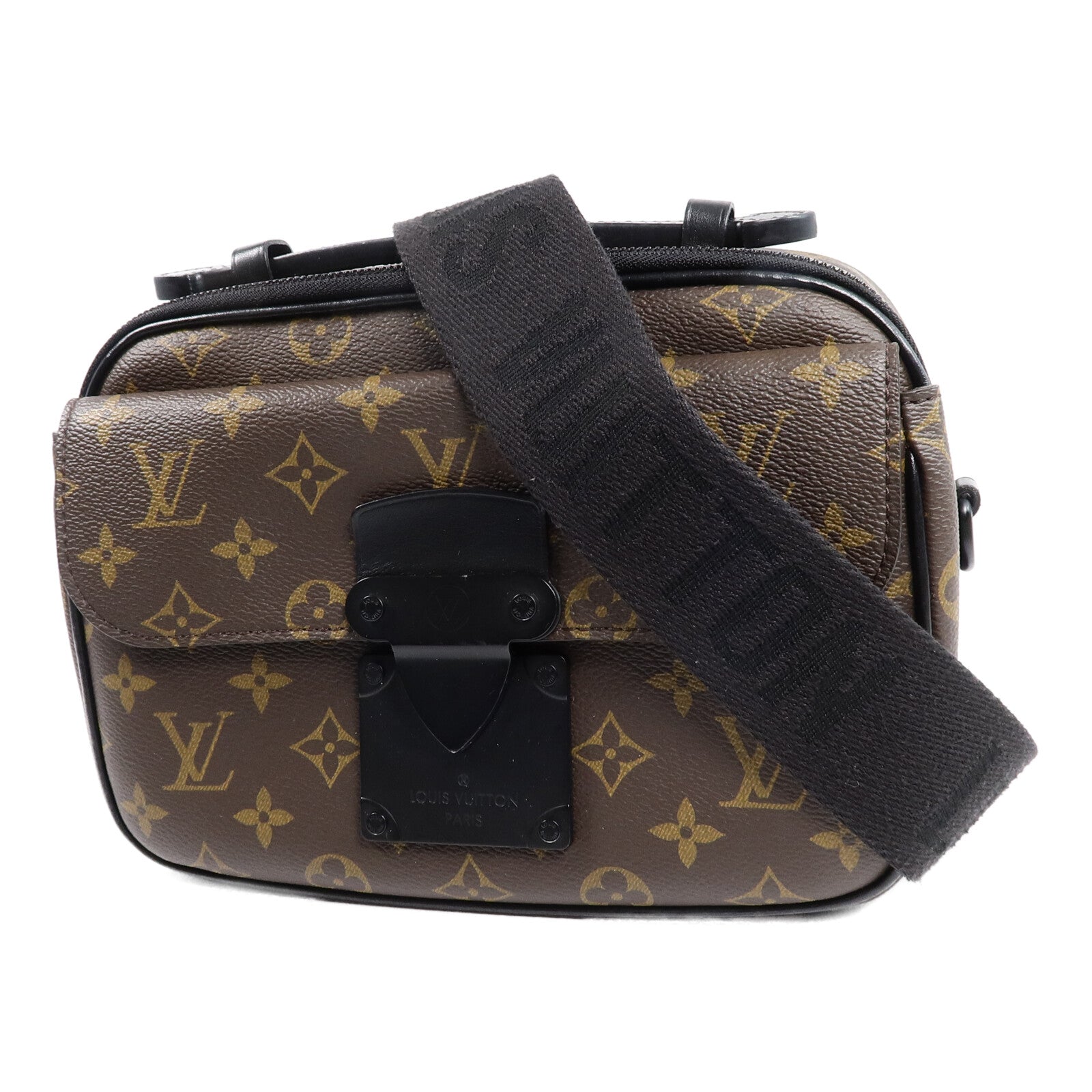 LOUIS VUITTON Monogram Macassar S Lock手挽肩背兩用袋