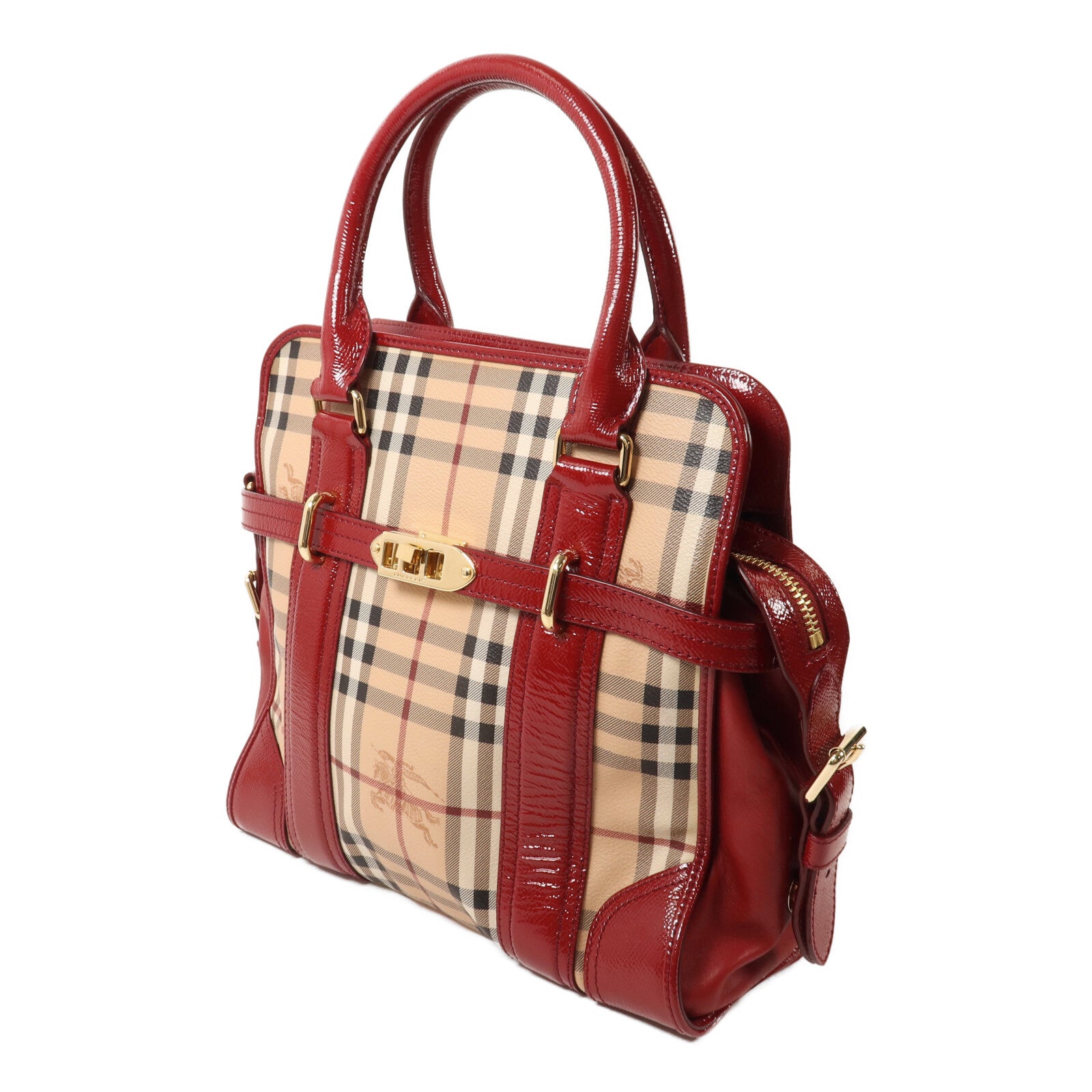 BURBERRY 【激減優惠】塗層帆布/漆皮皮革Minford Bag手挽肩背兩用袋