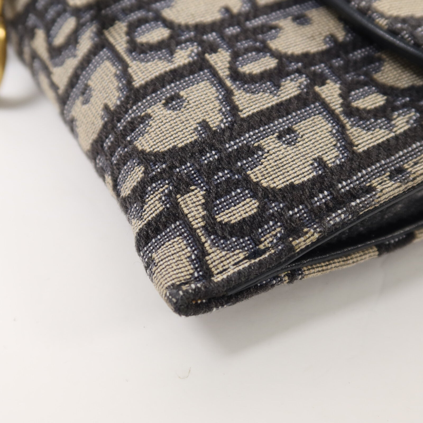 Dior 帆布Small Saddle Pouch With Chain鏈帶肩背袋