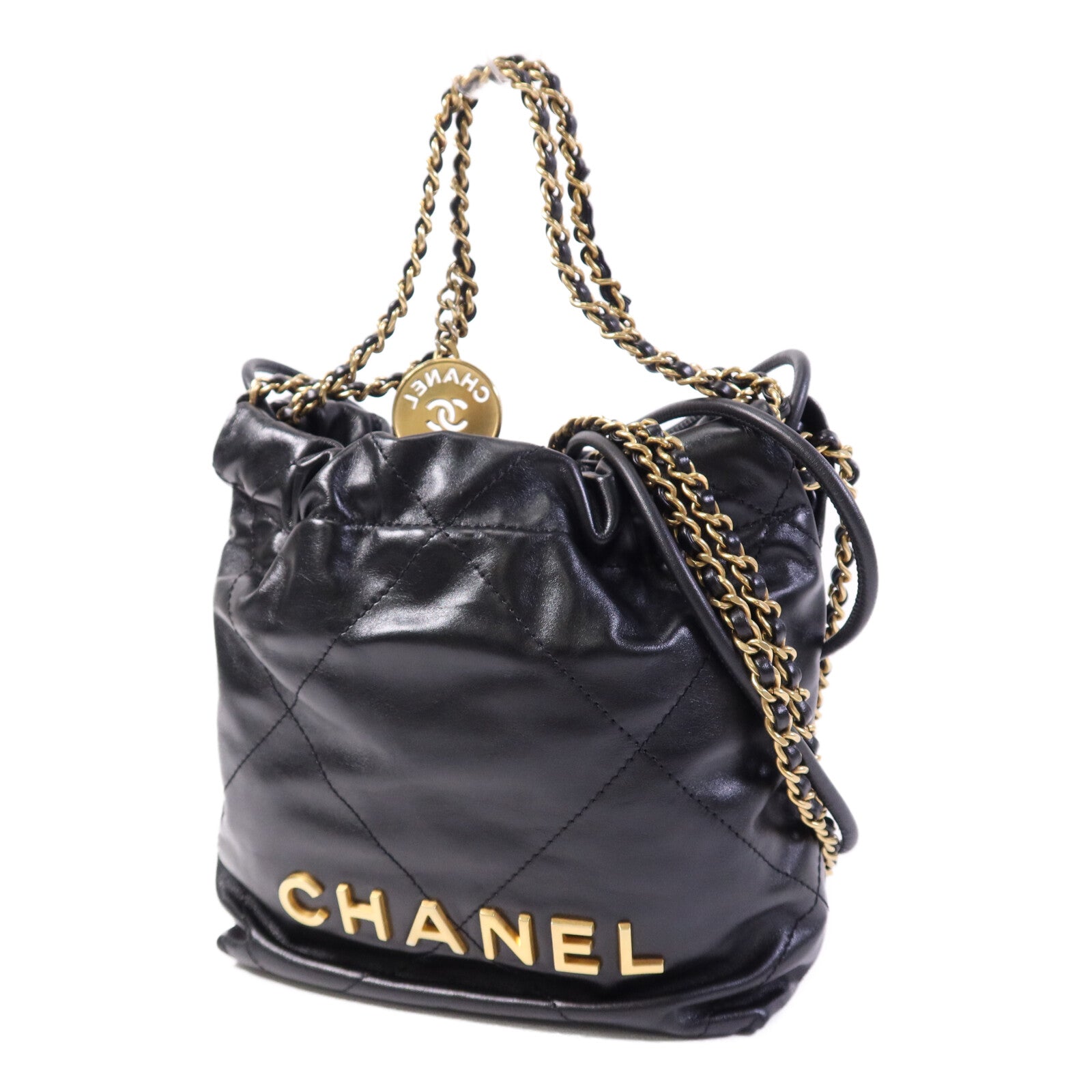 CHANEL 牛皮皮革C22 Mini金扣鏈帶肩背袋