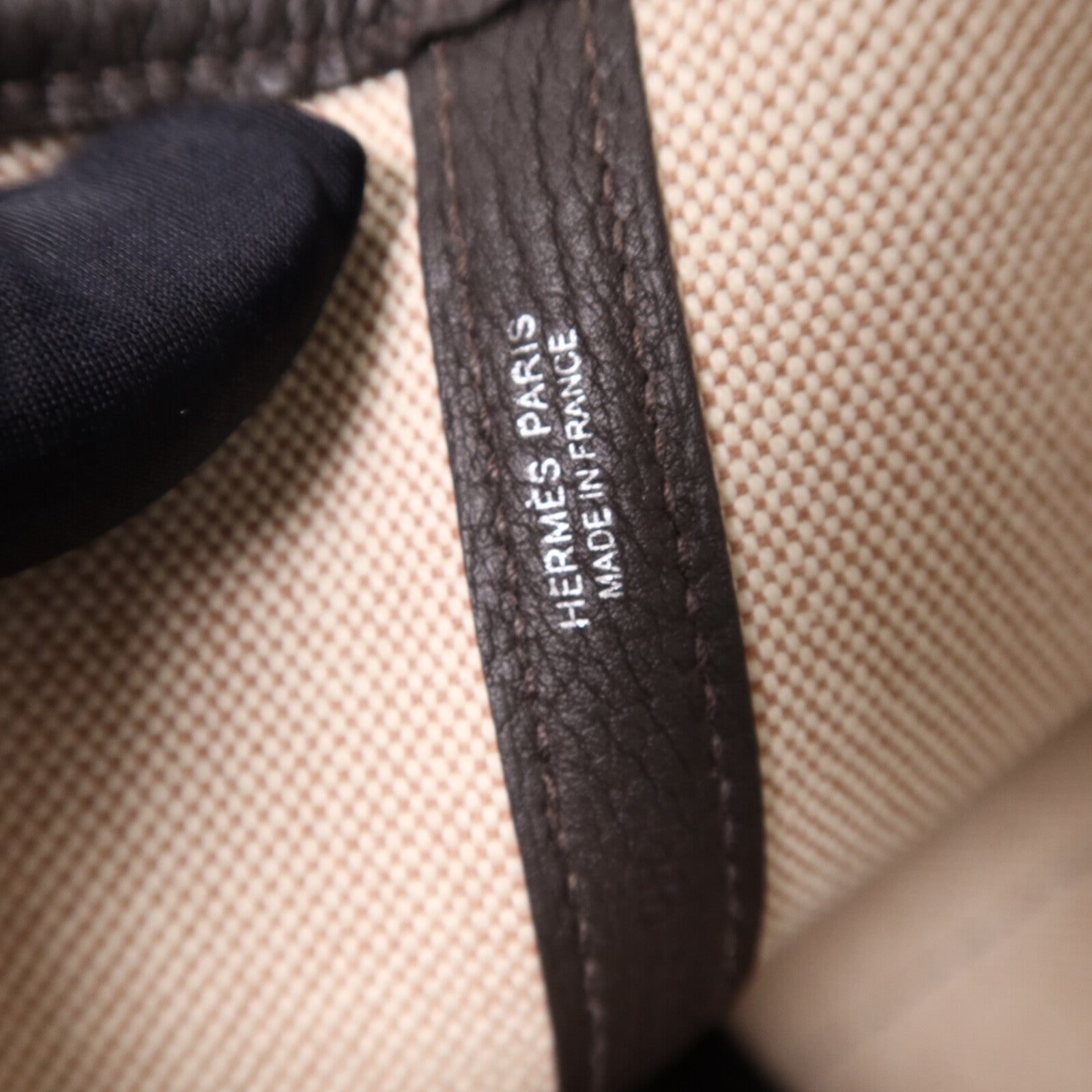 HERMES Toile H/Negonda皮革Garden Party PM銀扣手挽袋Ebene/Beige/Ecru