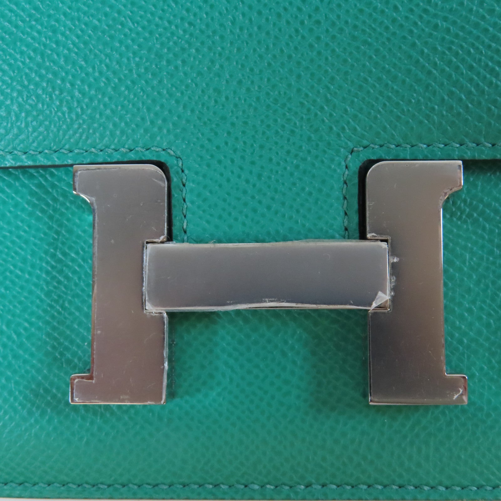 HERMES 【激減優惠】Epsom皮革Constance 24銀扣肩背袋Vert Jade綠色
