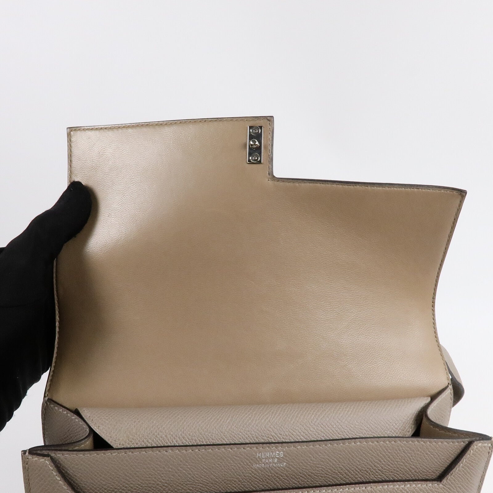 HERMES Epsom皮革Verrou 23肩背袋Gris Asphalte