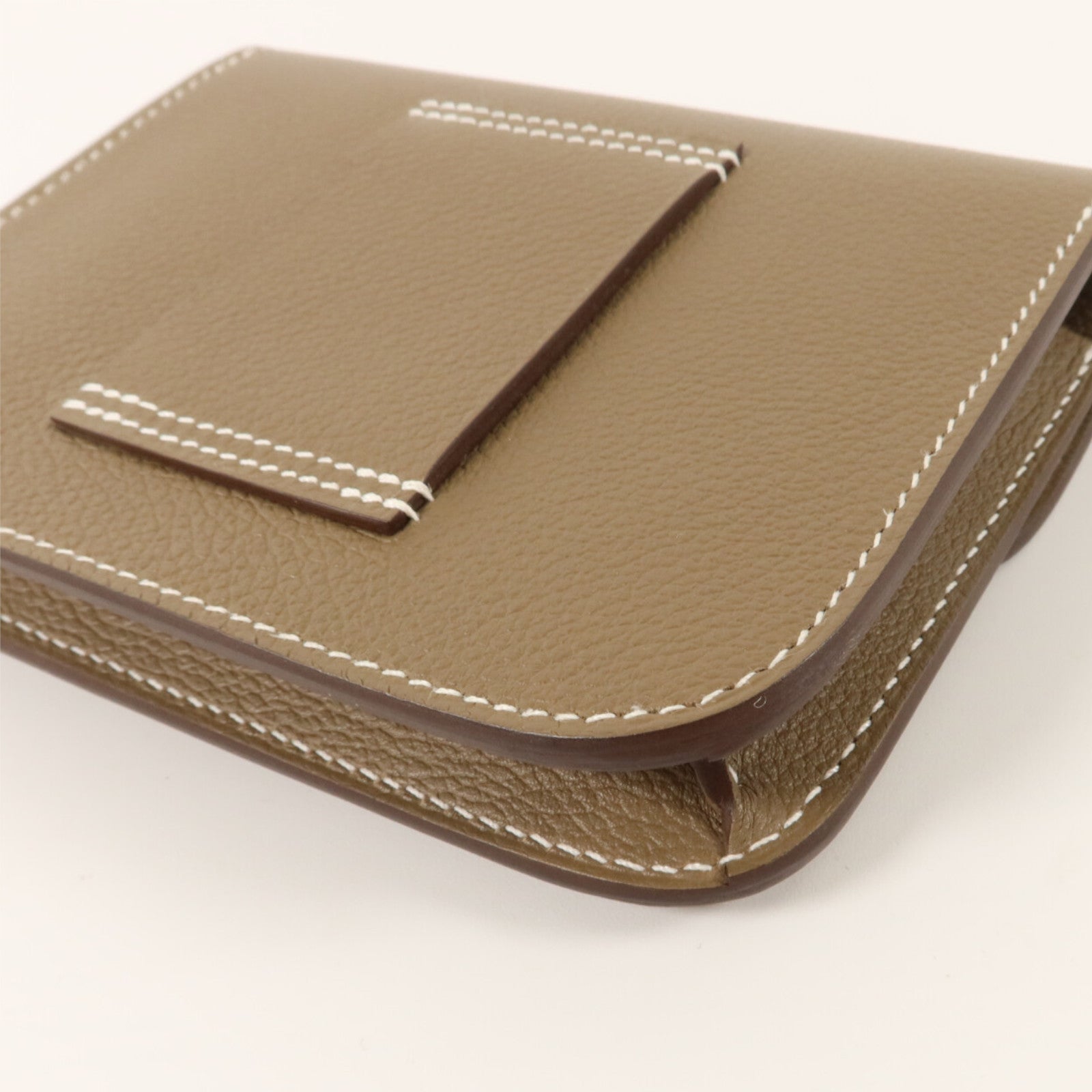 HERMES Evercolor皮革Constance Slim Wallet錢包Etoupe