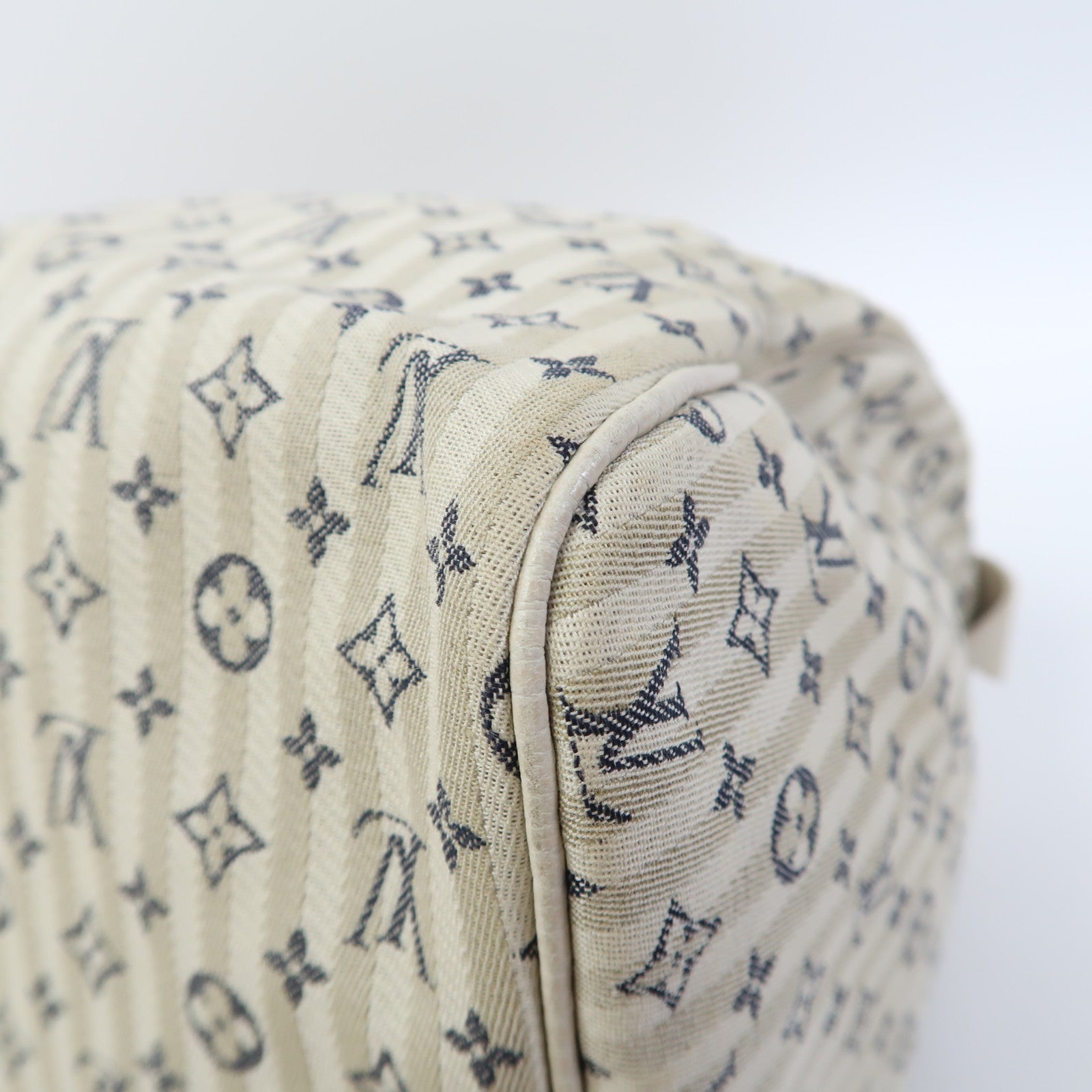LOUIS VUITTON Monogram Mini Lin Speedy 30金扣手挽袋米色