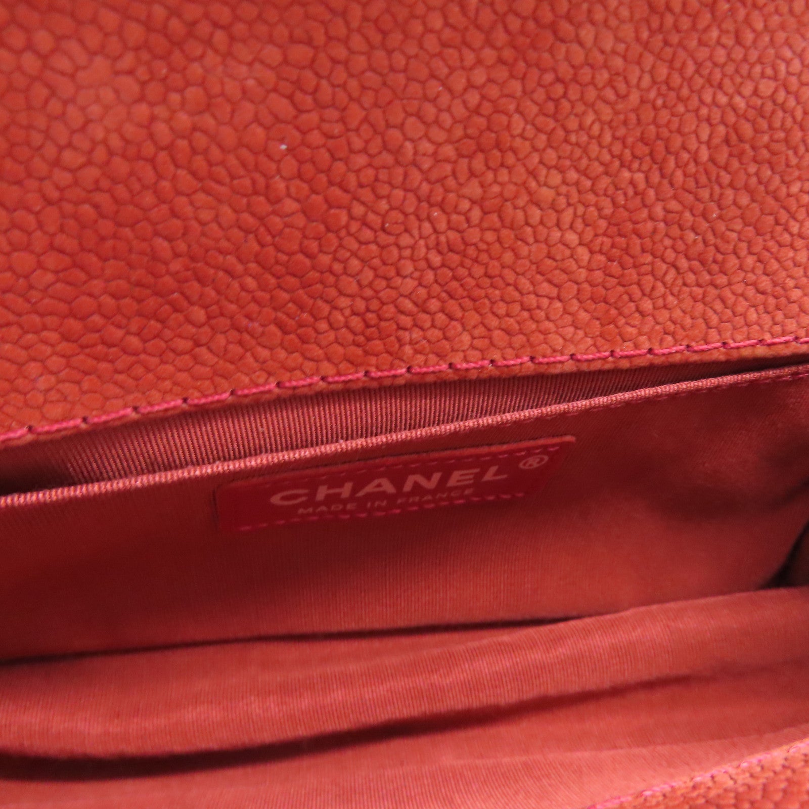 CHANEL **【清倉大減價】菱格牛皮皮革Boy Chanel銀扣鏈帶肩背袋紅色