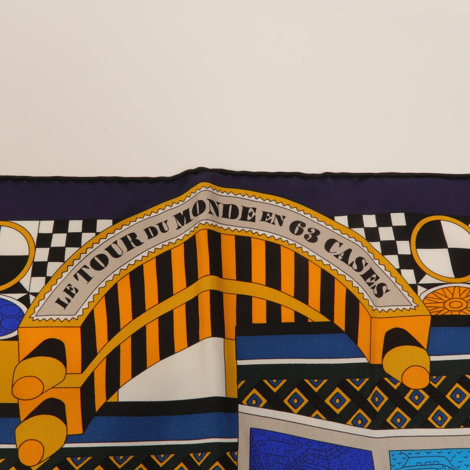 HERMES 絲質Le Tour Du Monde En 63 Cases Scarf 90x90絲巾