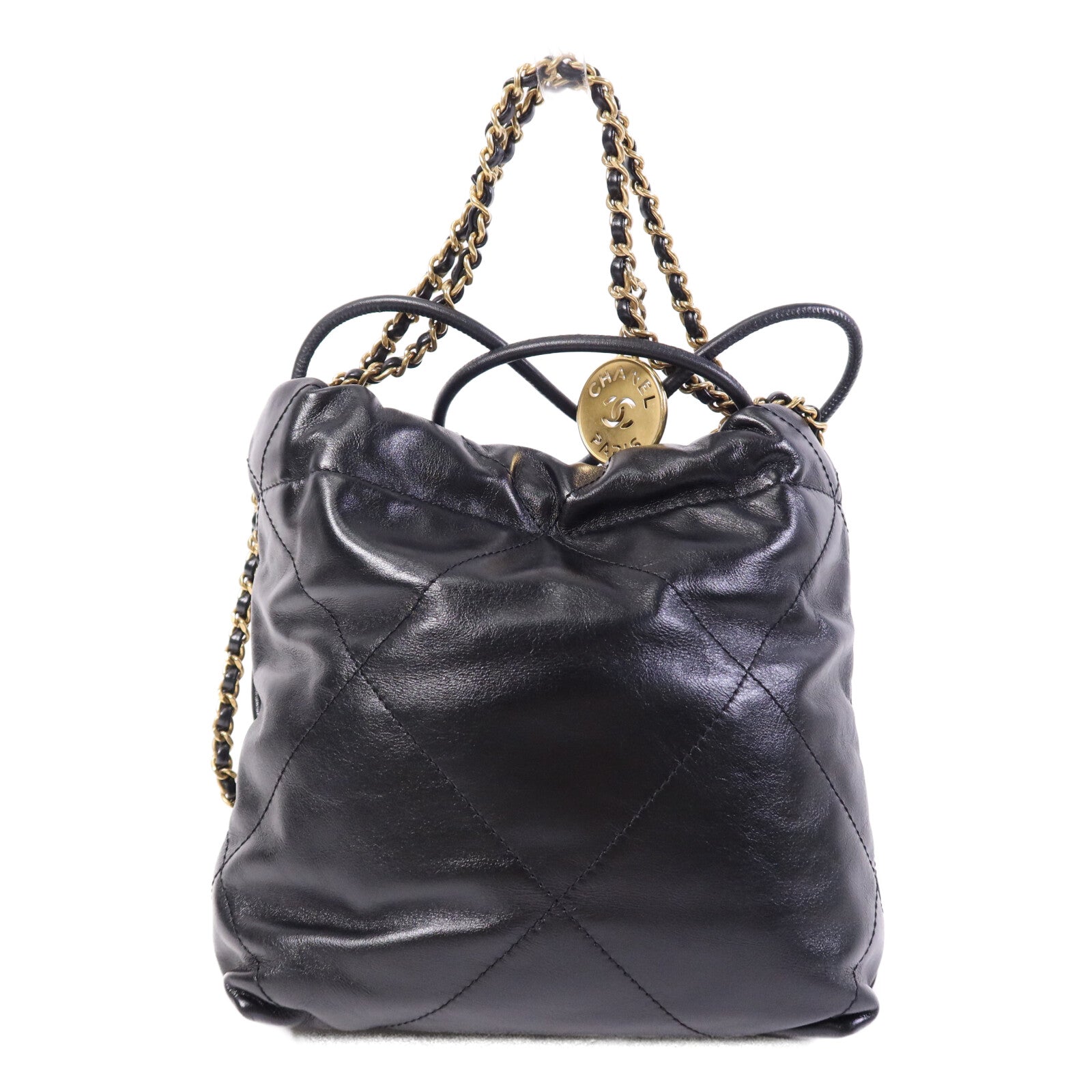 CHANEL 牛皮皮革C22 Mini金扣鏈帶肩背袋