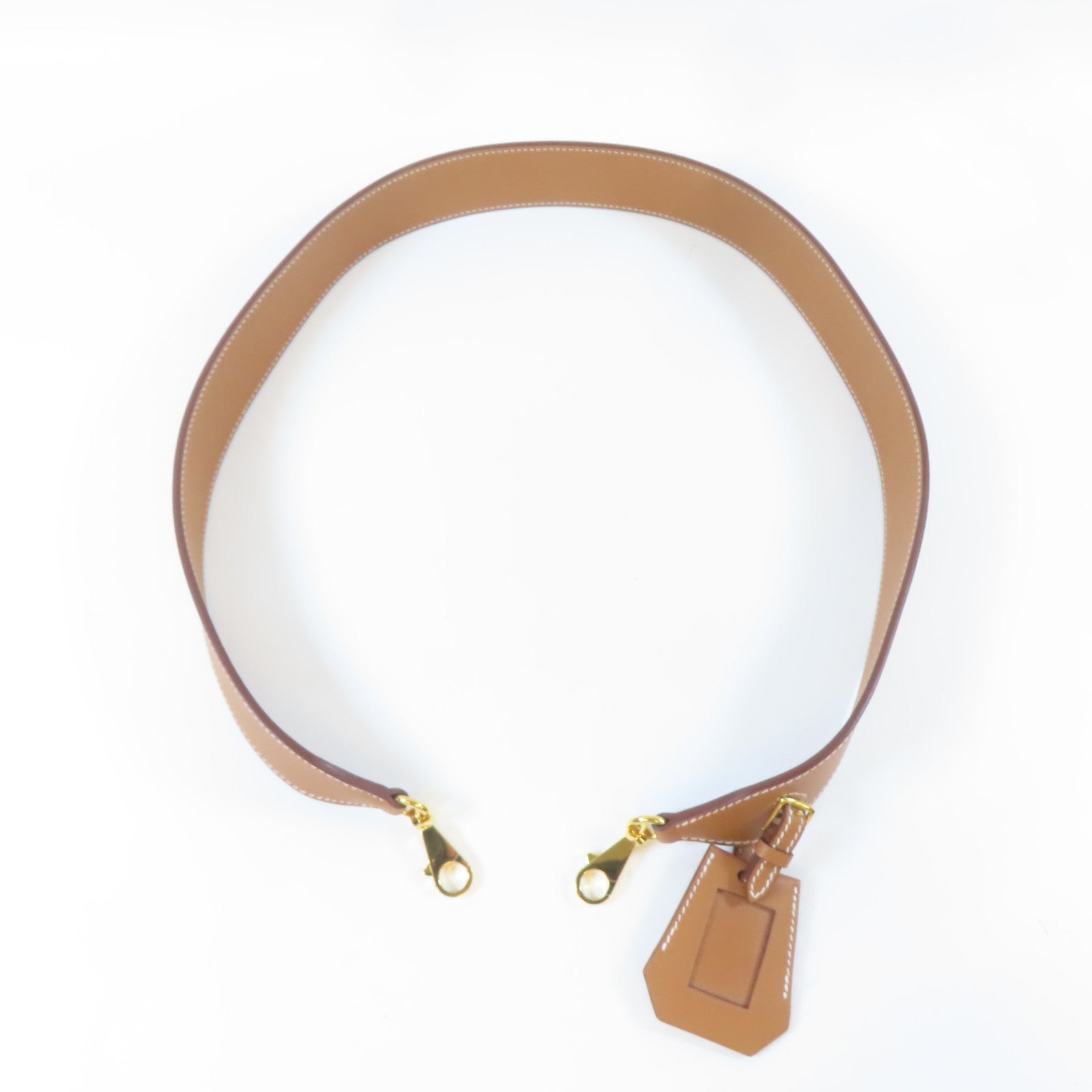 HERMES 【激減優惠】Swift皮革Etiquette Shoulder Strap金扣肩背帶啡色
