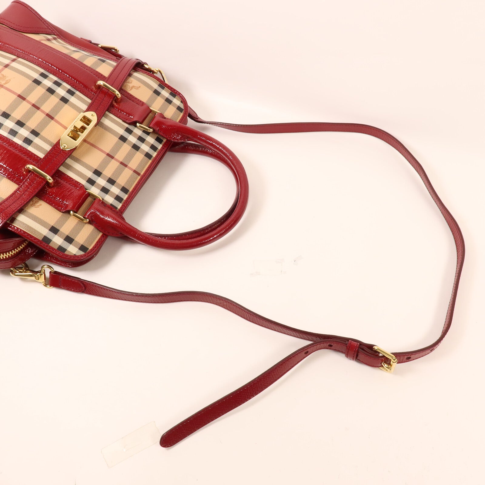 BURBERRY 【激減優惠】塗層帆布/漆皮皮革Minford Bag手挽肩背兩用袋
