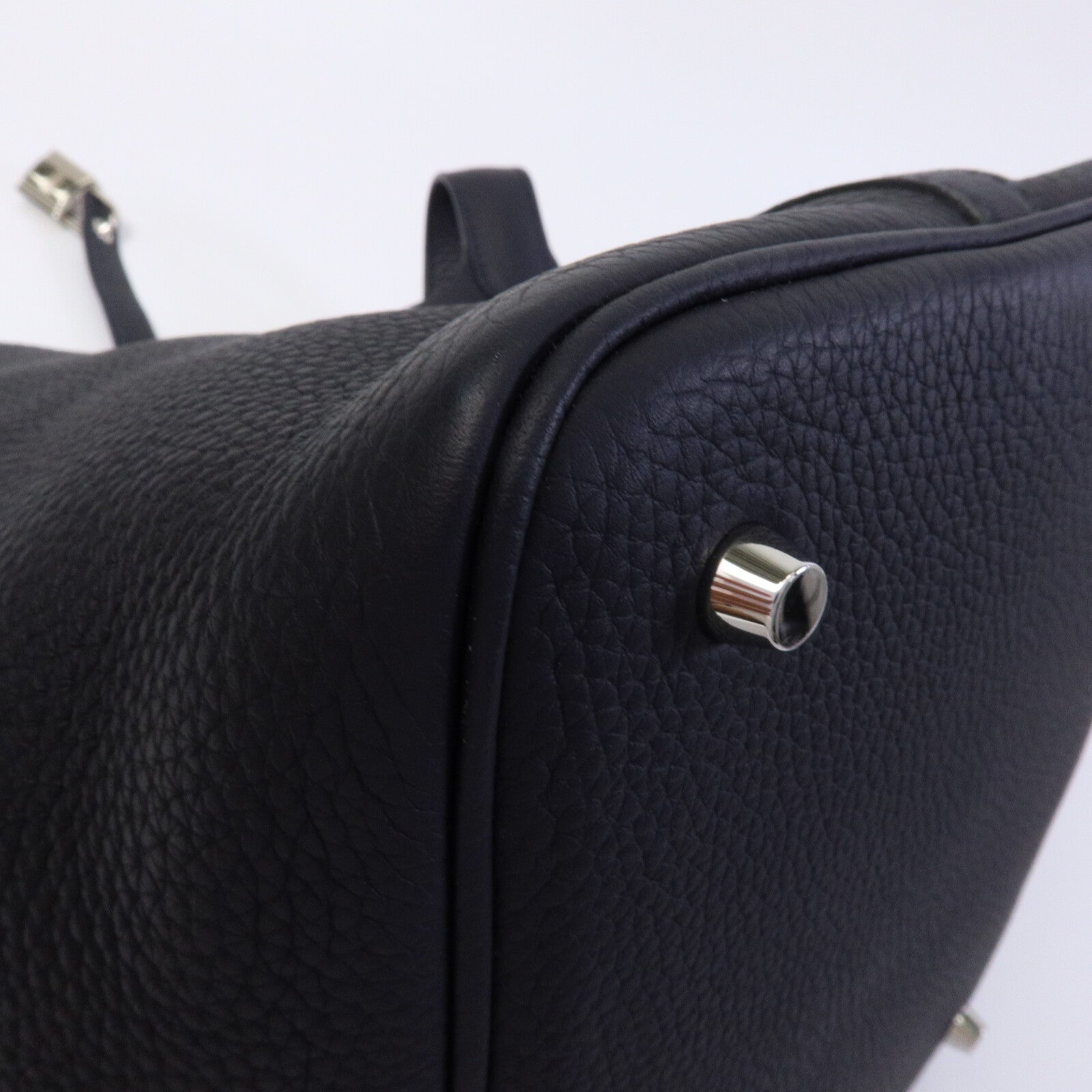 HERMES Clemence皮革Picotin MM手挽袋Blue Nuit