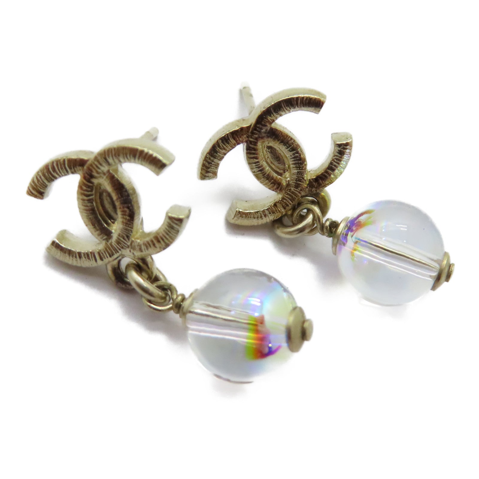 CHANEL 金屬Earrings幻彩珠耳環金色