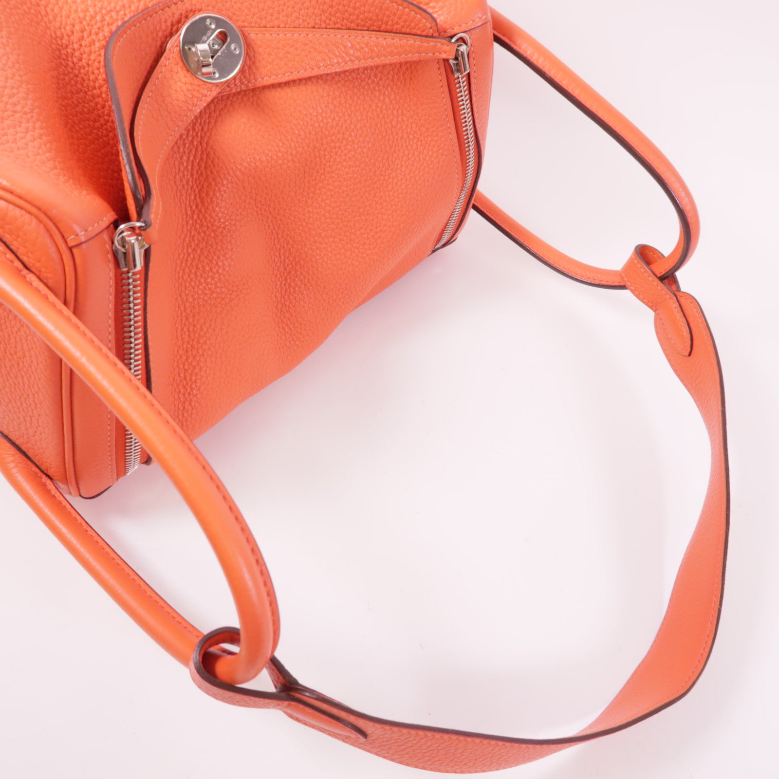 HERMES Clemence皮革Lindy 30銀扣手挽肩背兩用袋Rose Jaipur