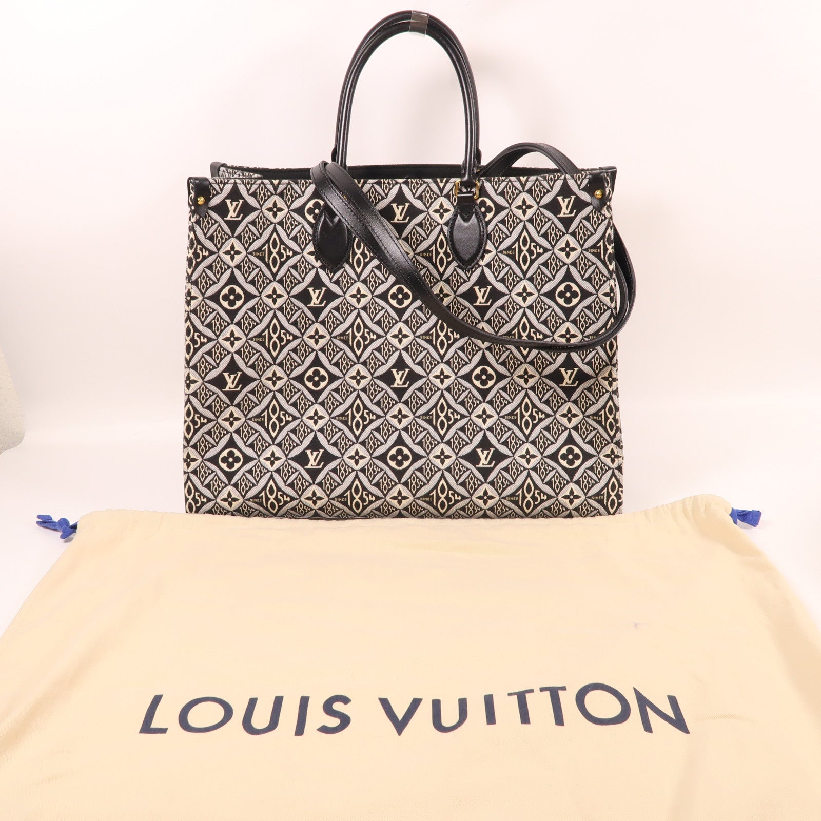 LOUIS VUITTON 帆布OnTheGo GM SINCE 1854金扣手挽肩背兩用袋