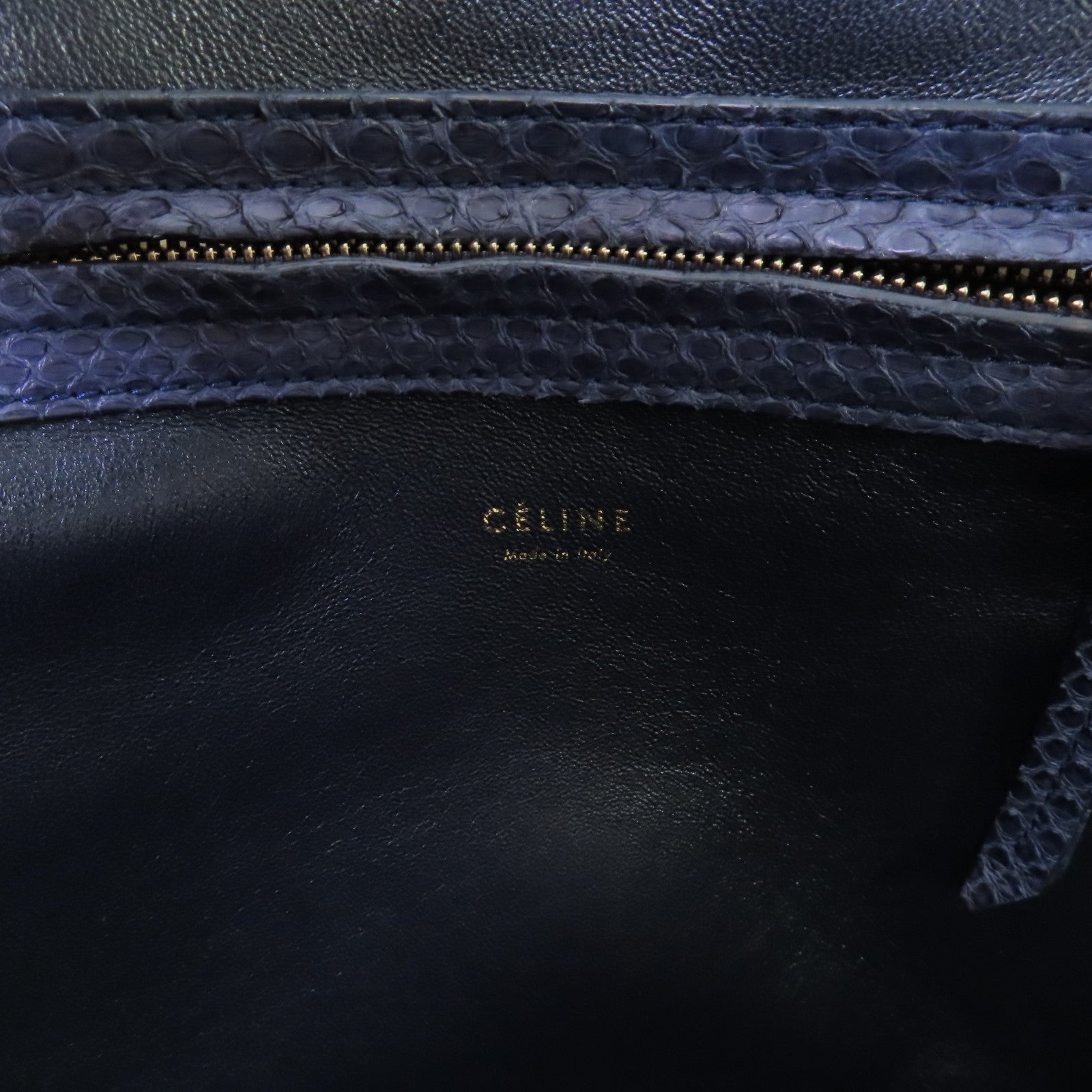 CELINE 蛇皮皮革Luggage Phantom Hand Bag金扣手挽袋