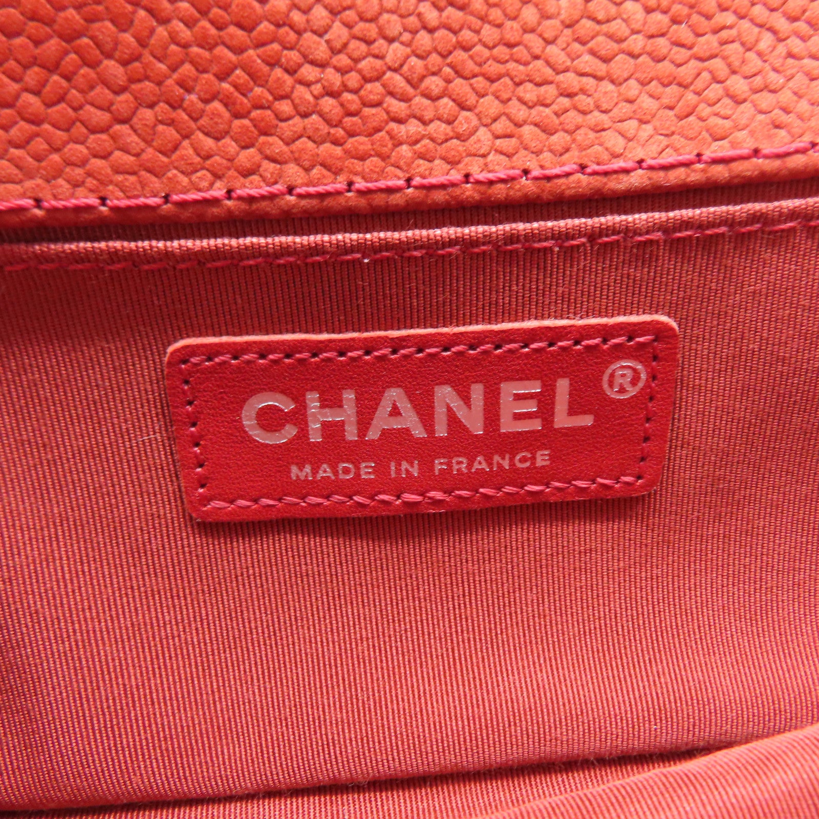CHANEL **【清倉大減價】菱格牛皮皮革Boy Chanel銀扣鏈帶肩背袋紅色