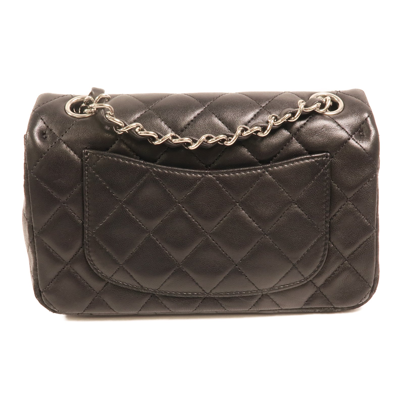 CHANEL 羊皮皮革Mini Classic 20銀扣鏈帶肩背袋