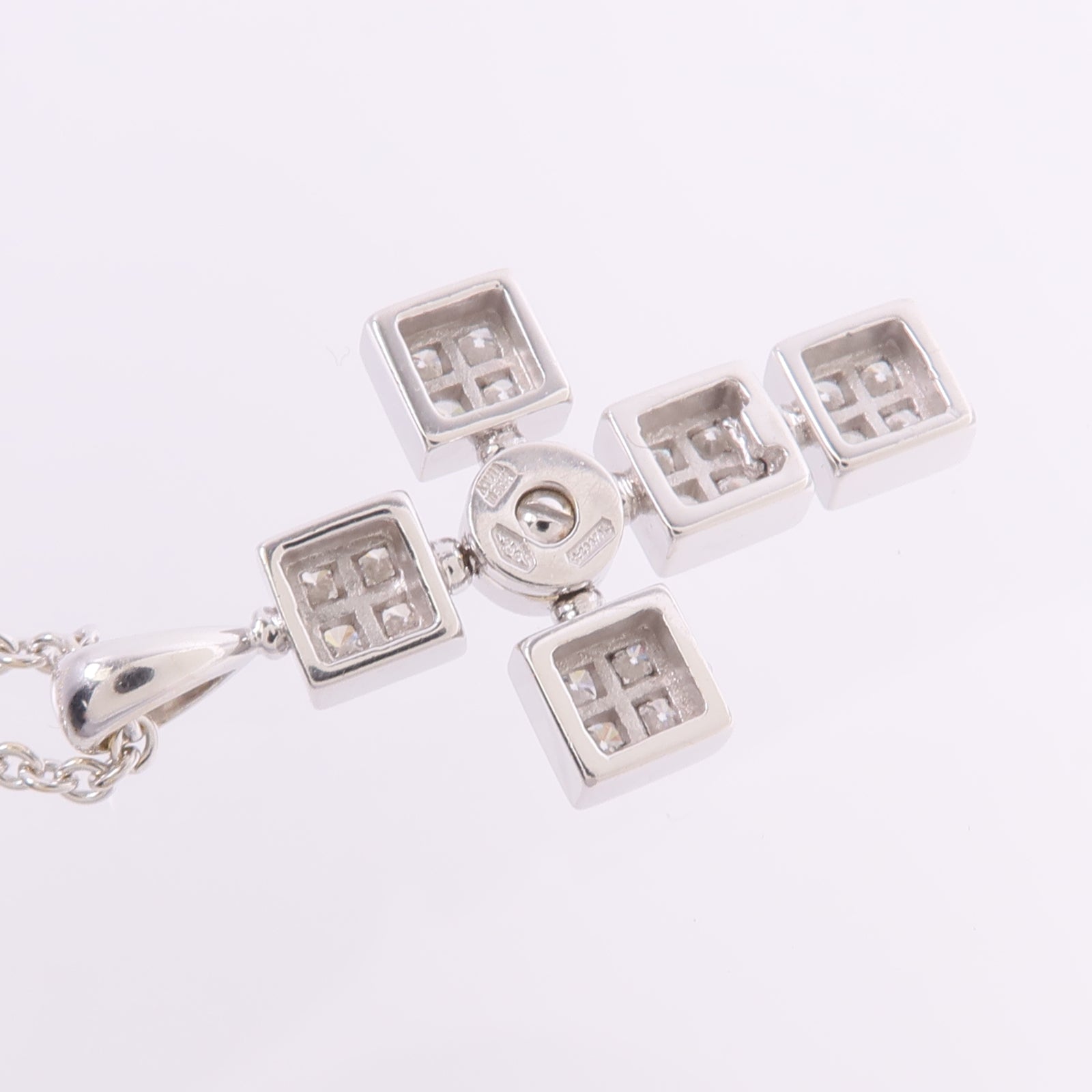 BVLGARI 18K白金Lucea Latin Cross Necklace鑽石項鍊