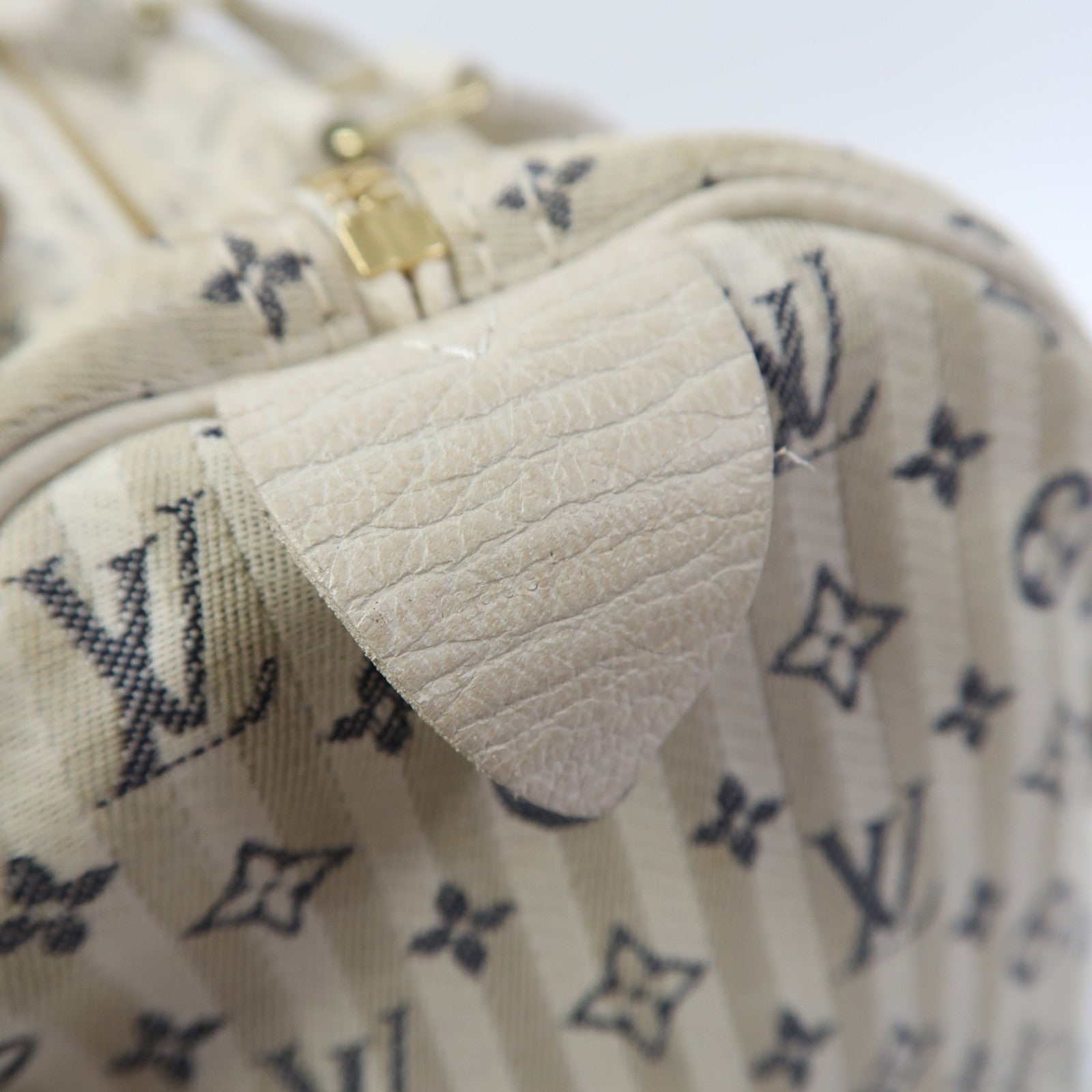 LOUIS VUITTON Monogram Mini Lin Speedy 30金扣手挽袋米色