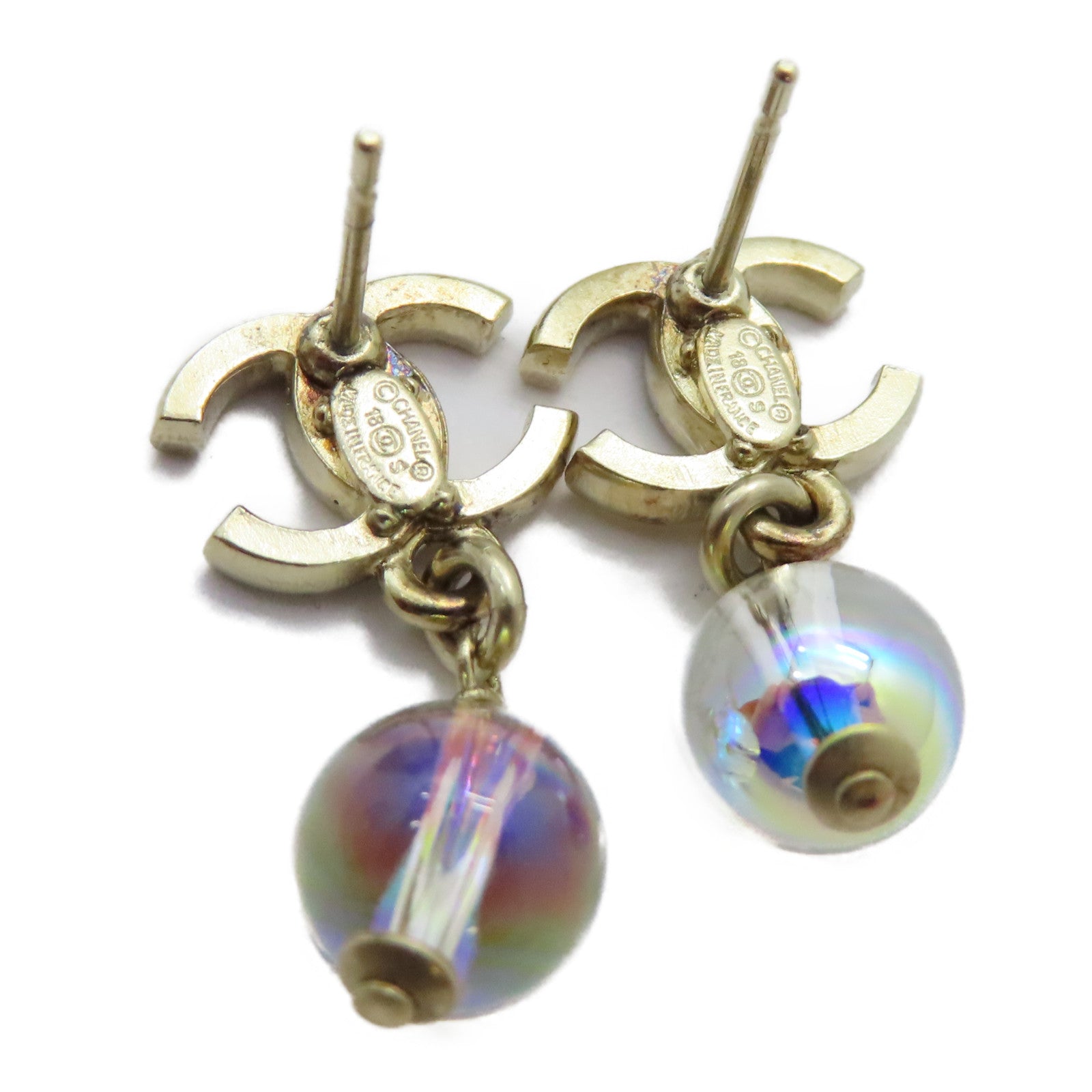 CHANEL 金屬Earrings幻彩珠耳環金色