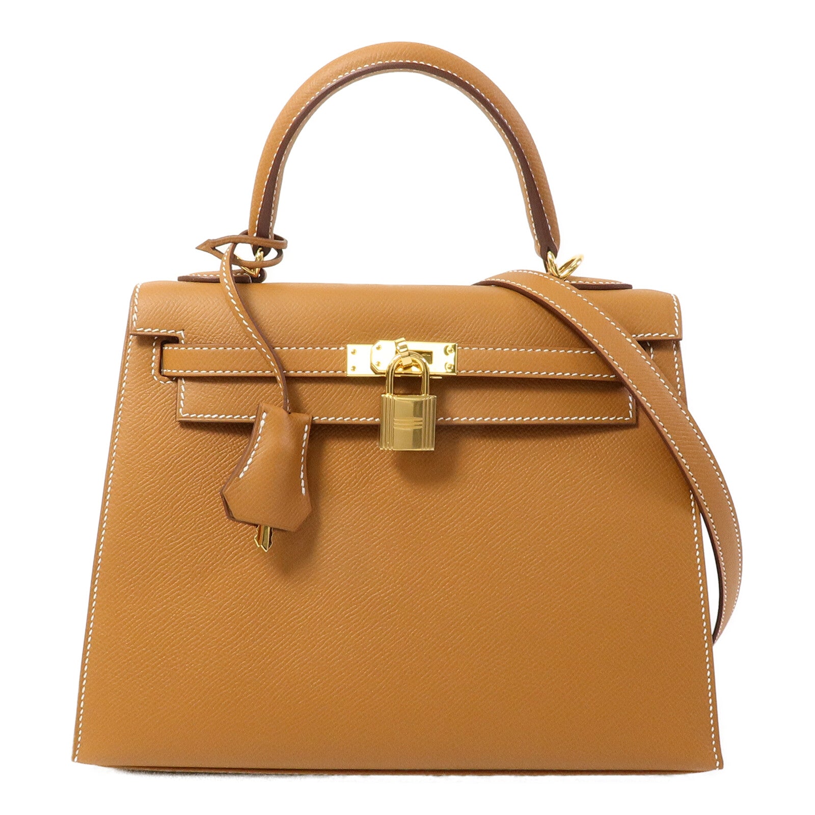 HERMES Epsom皮革Kelly 25手挽肩背兩用袋Gold