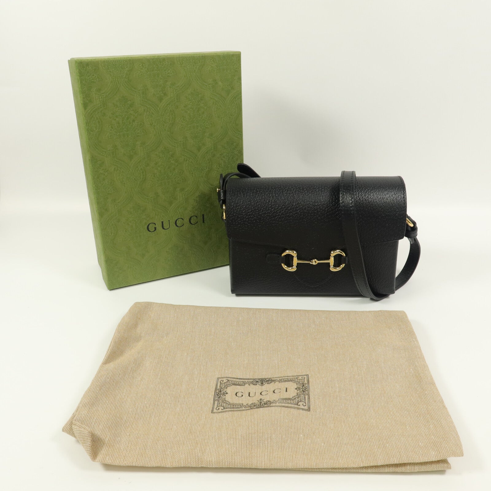 GUCCI 牛皮皮革GG GHW Horsebit 1955肩背袋