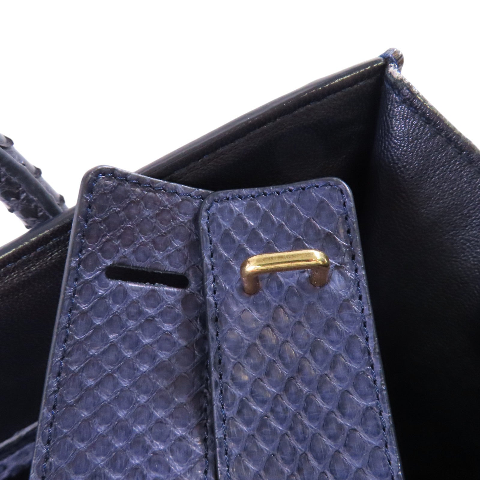 CELINE 蛇皮皮革Luggage Phantom Hand Bag金扣手挽袋