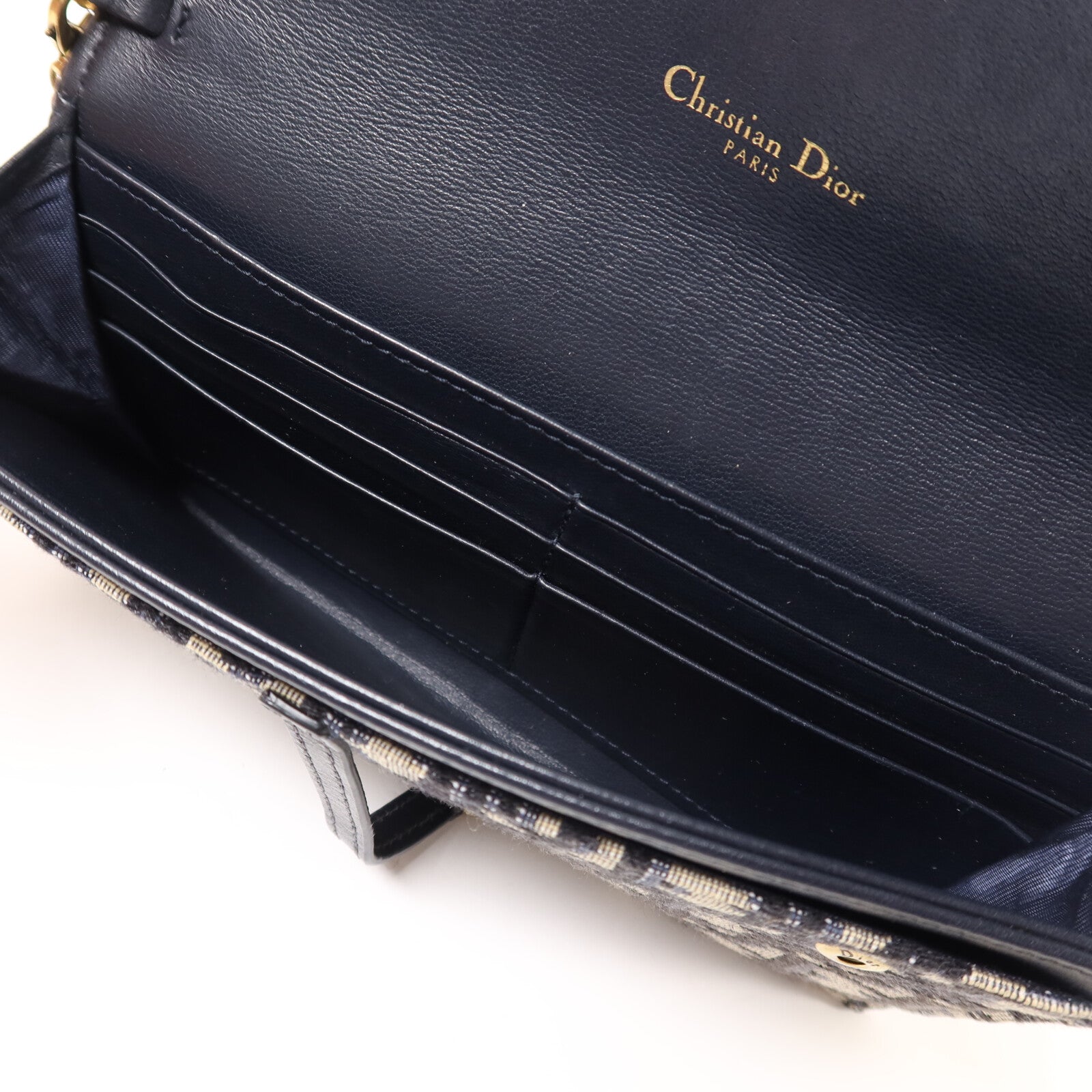 Dior 帆布Small Saddle Pouch With Chain鏈帶肩背袋