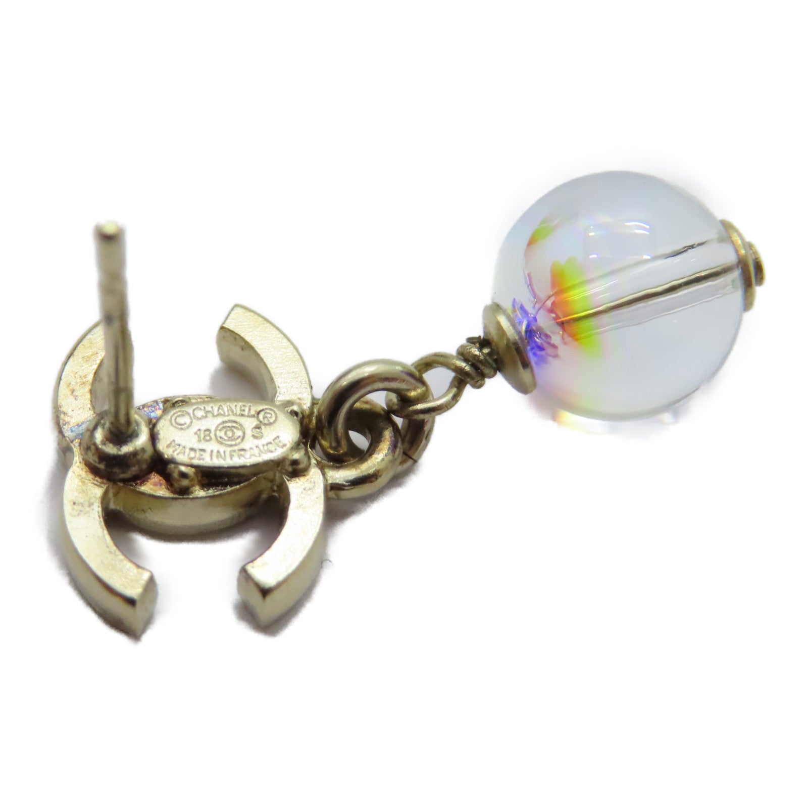 CHANEL 金屬Earrings幻彩珠耳環金色