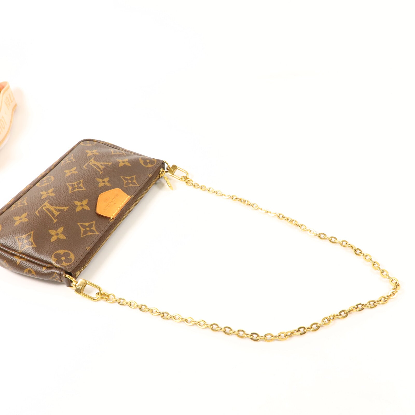 LOUIS VUITTON Monogram Multi Pochette Accessoires金扣手挽肩背兩用袋棕色