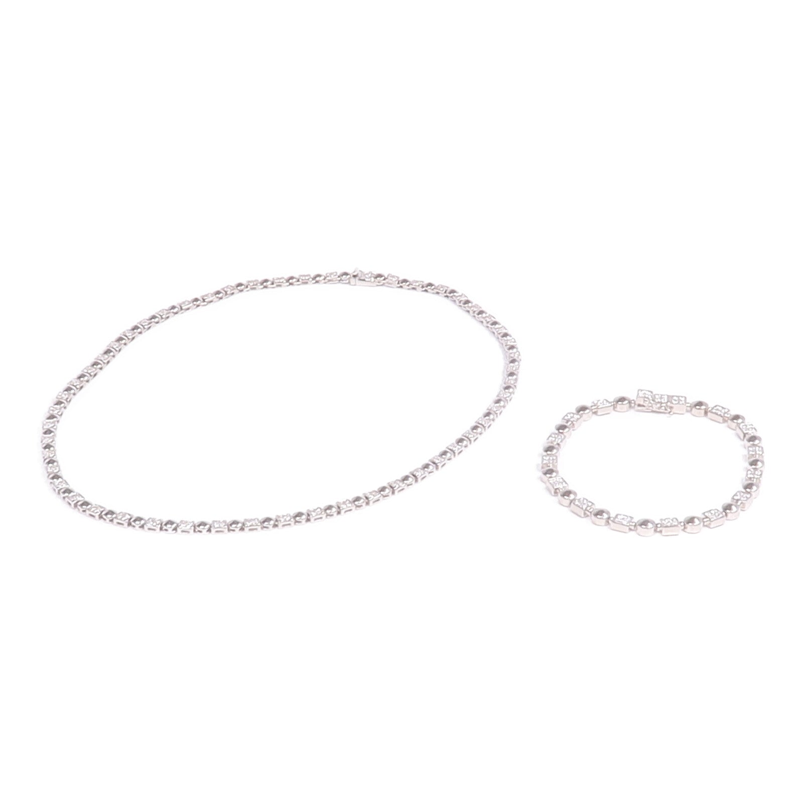 JEWELRY 18K白金Diamond Necklace & Bracelet Set鑽石項鍊/手鏈