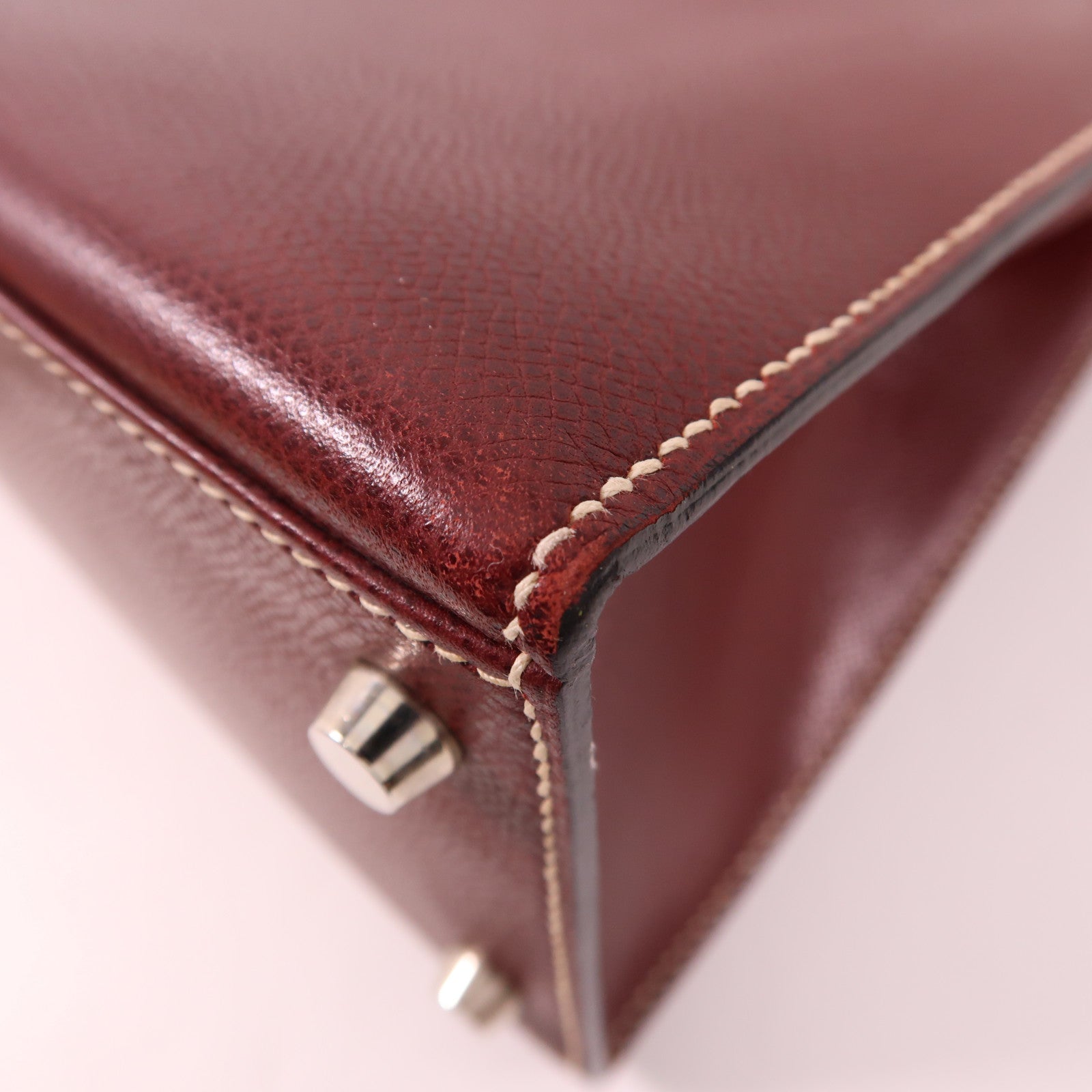 HERMES Epsom皮革Kelly 28銀扣手挽肩背兩用袋Vermillon