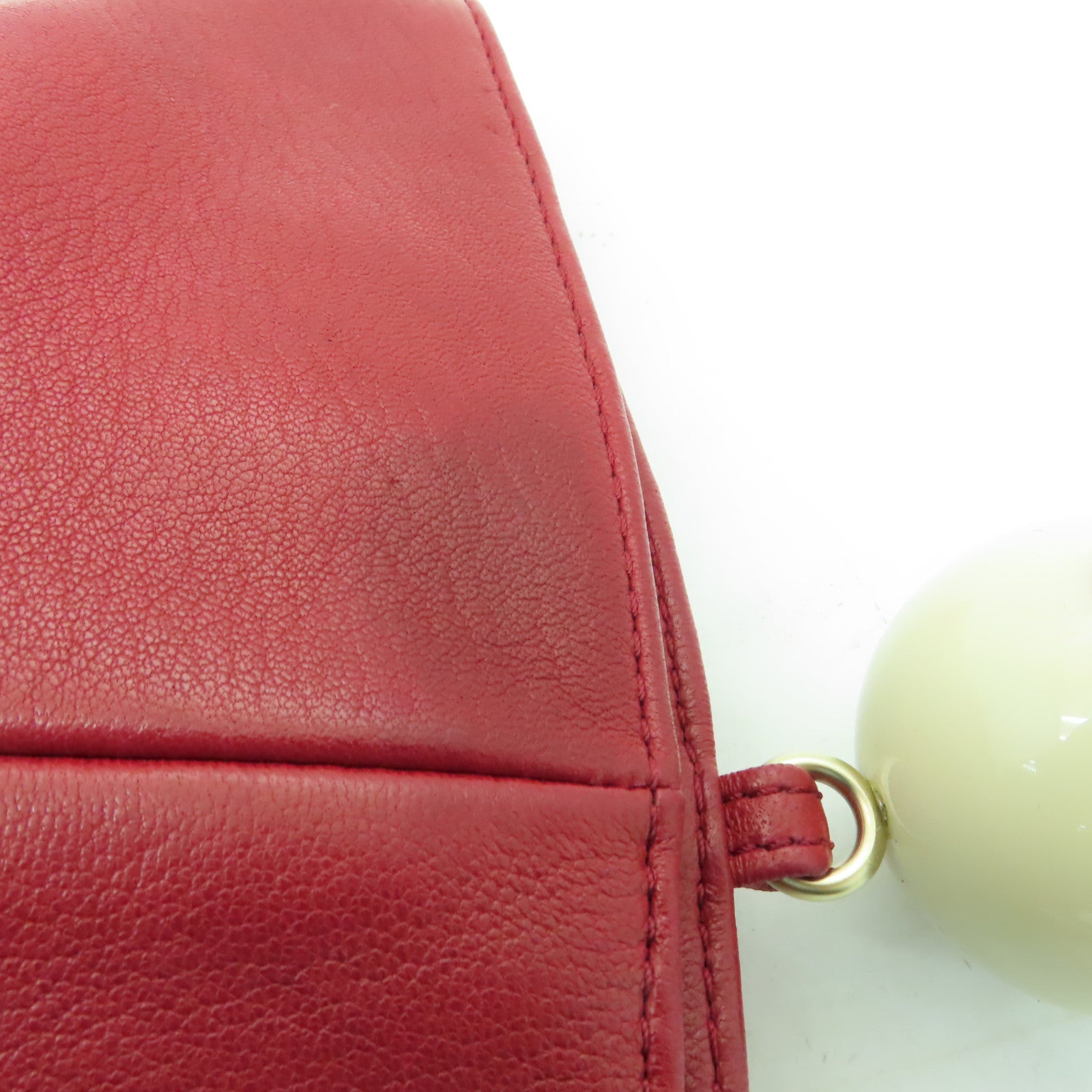 CHANEL 羊皮皮革Chain Shoulder Bag金扣鏈帶肩背袋紅色