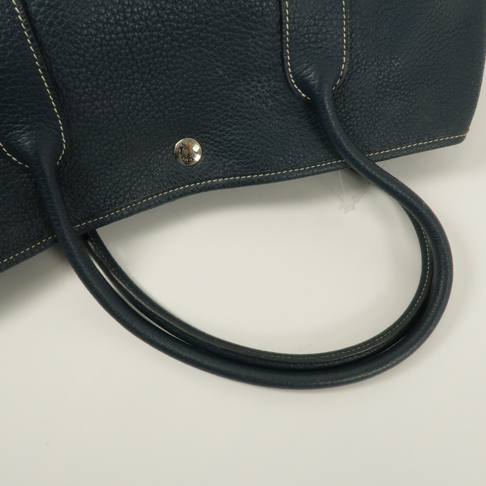 HERMES Negonda皮革Garden Party PM手挽袋Bleu De Prusse