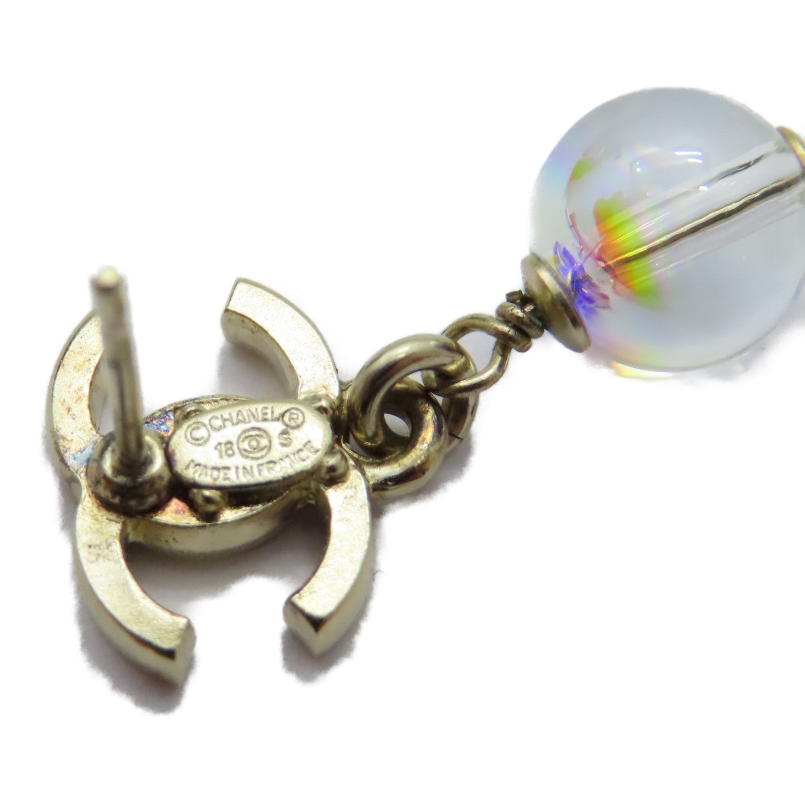 CHANEL 金屬Earrings幻彩珠耳環金色