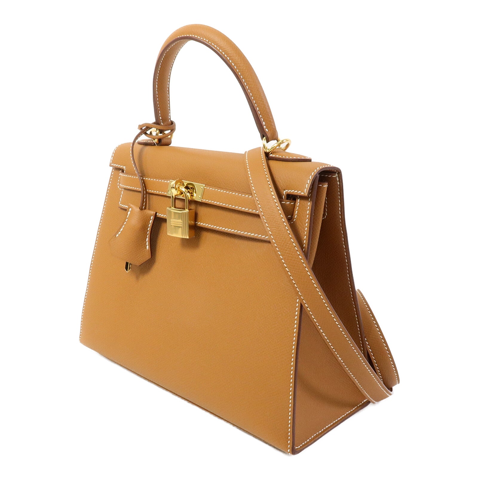 HERMES Epsom皮革Kelly 25手挽肩背兩用袋Gold