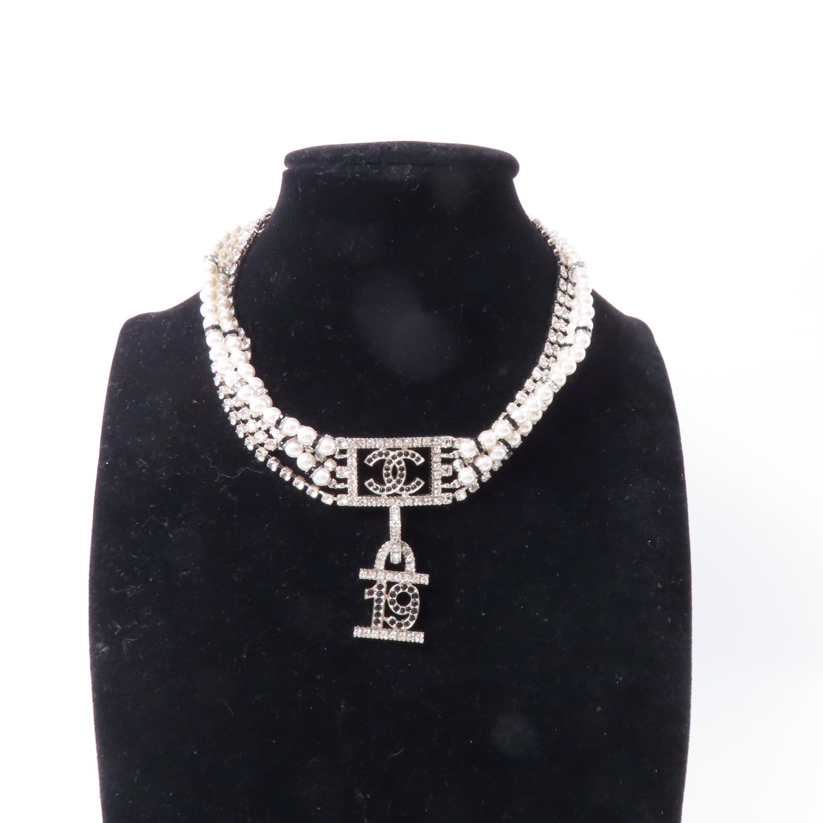 CHANEL PVC/金屬Necklace項鍊白色/銀色