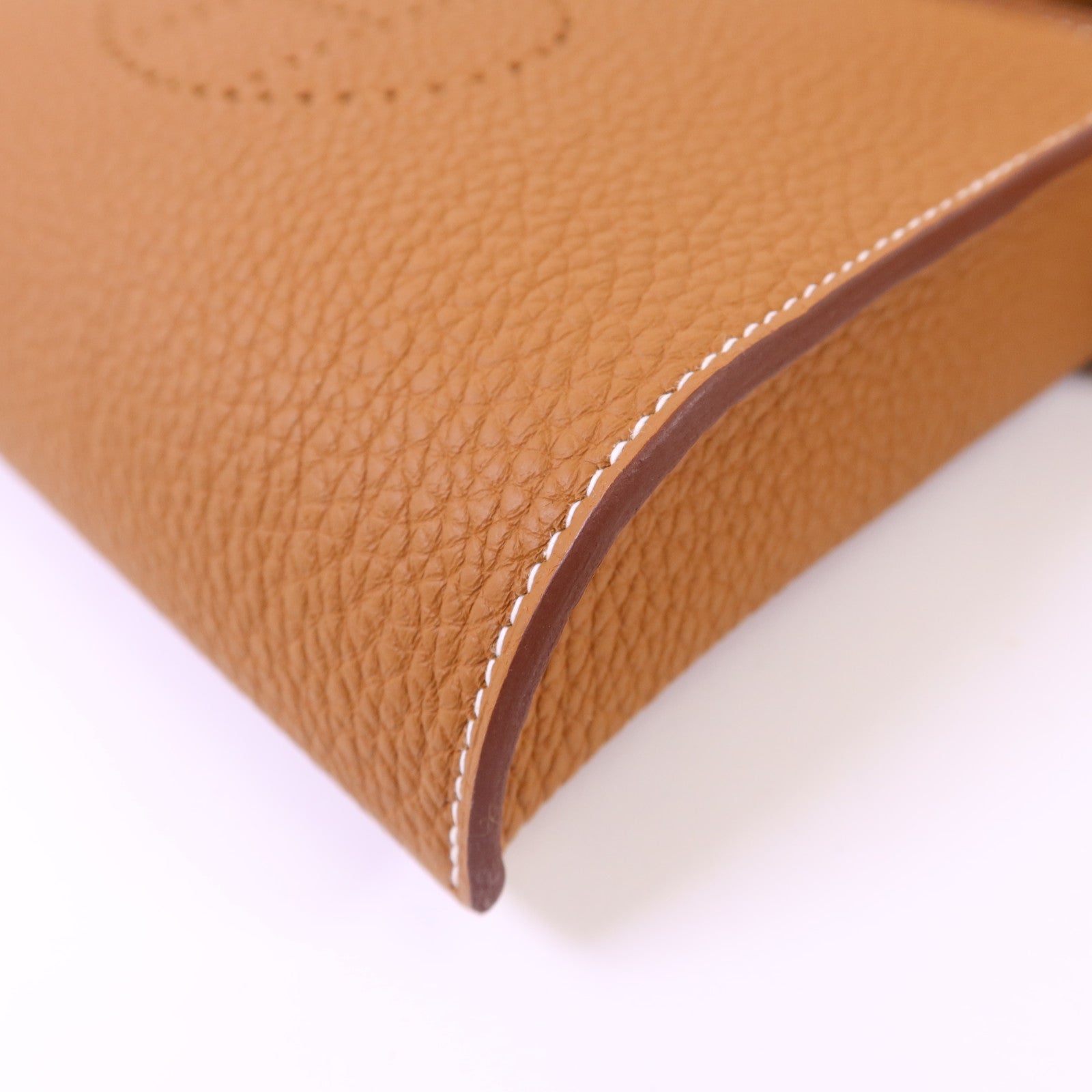HERMES Clemence皮革Videpoches銀扣肩背袋Gold