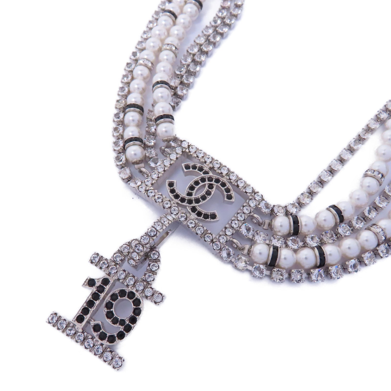 CHANEL PVC/金屬Necklace項鍊白色/銀色