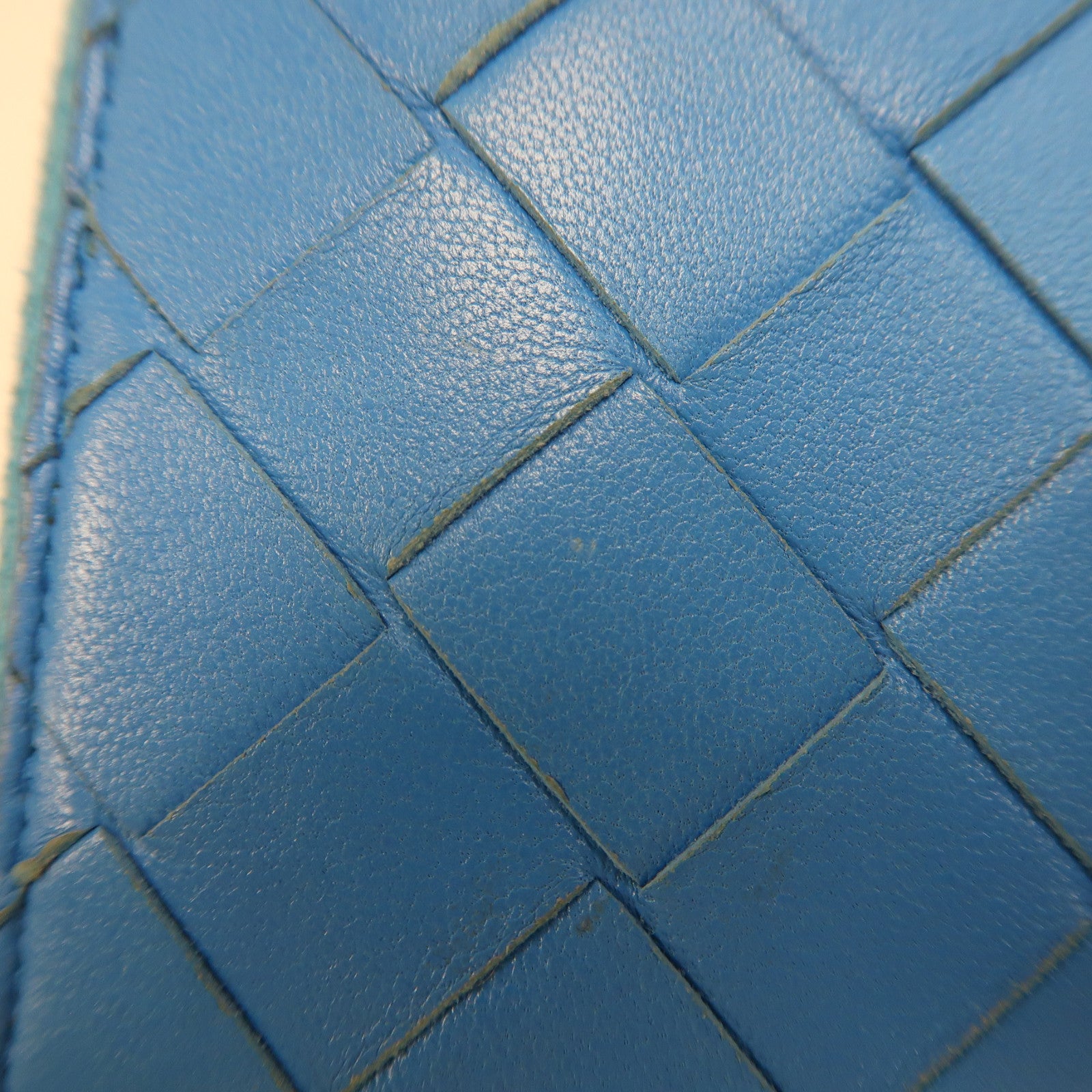 BOTTEGA VENETA 【激減優惠】織紋牛皮皮革Long Wallet銀扣長錢包藍色