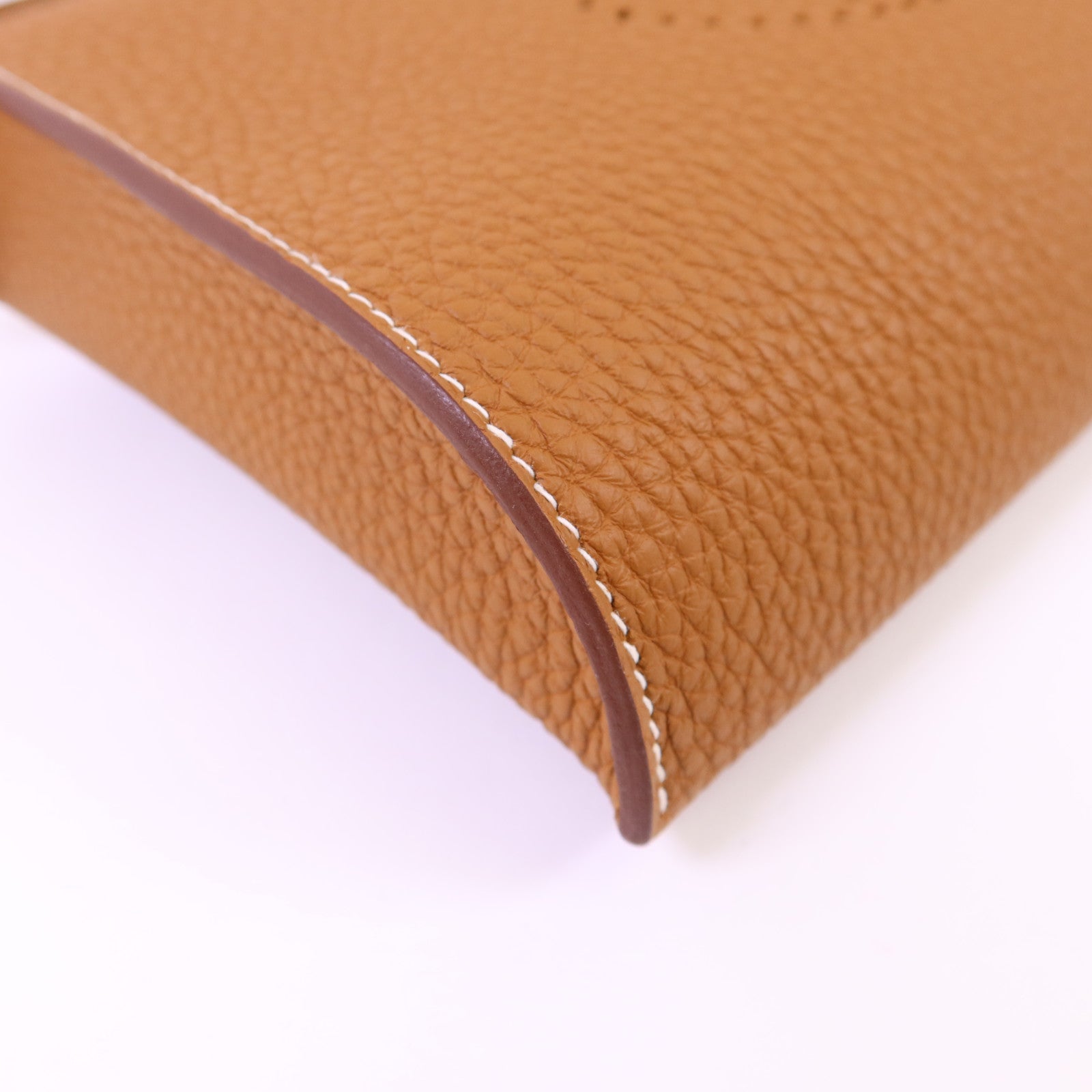 HERMES Clemence皮革Videpoches銀扣肩背袋Gold
