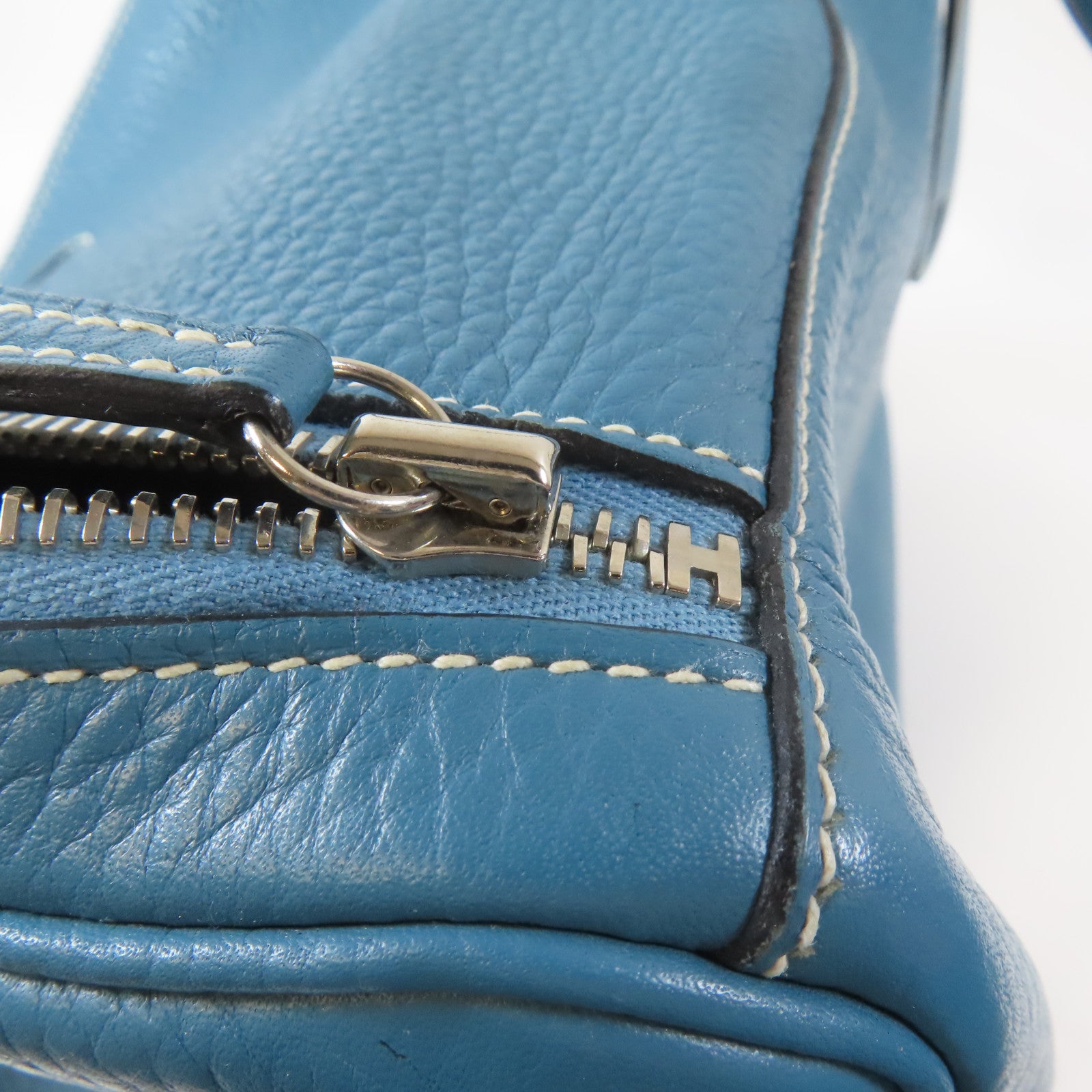 HERMES Clemence皮革Lindy 30銀扣手挽肩背兩用袋Bleu Jean牛仔藍