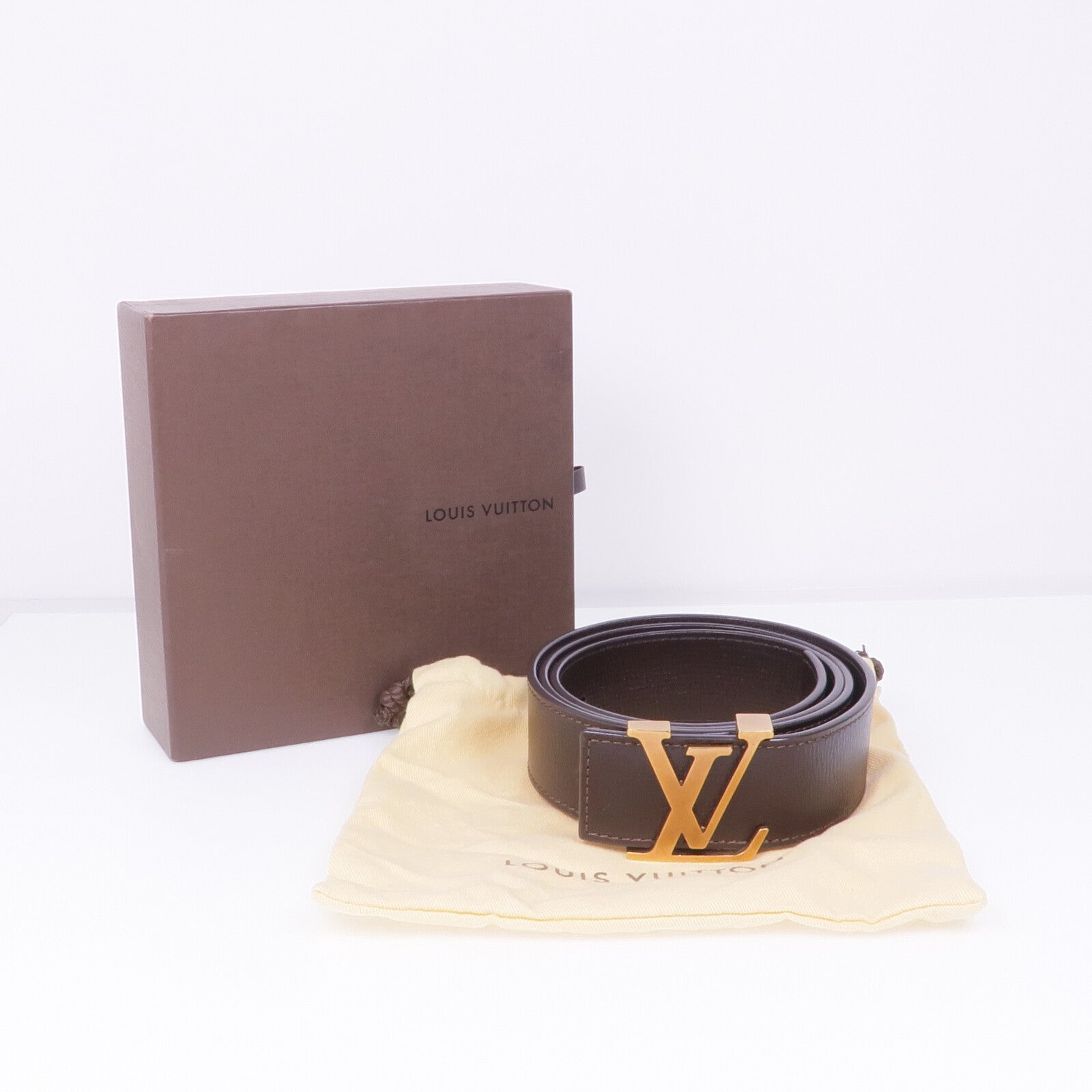 LOUIS VUITTON 牛皮皮革Ceinture LV Initial金扣皮帶