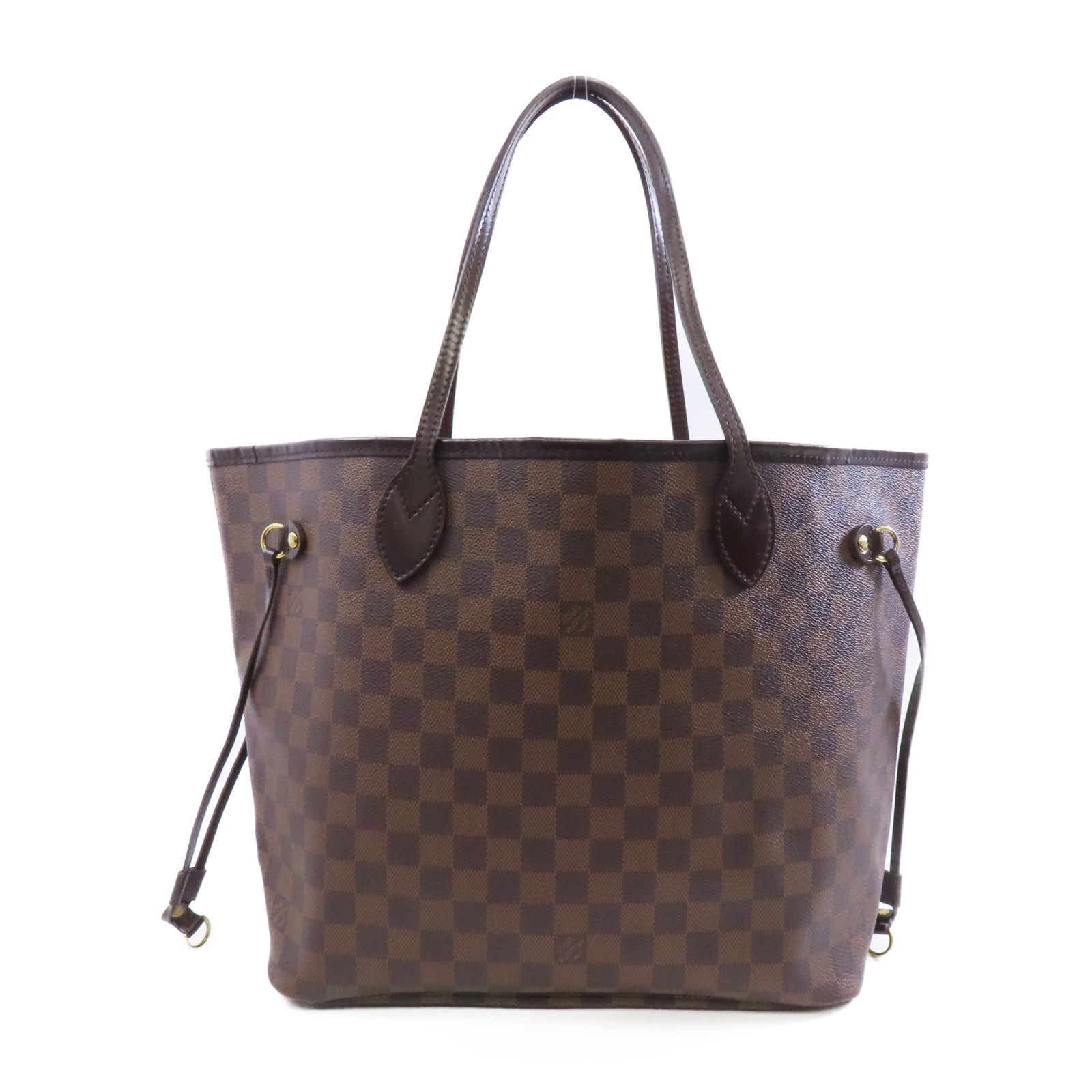 LOUIS VUITTON 【激減優惠】Damier Neverfull MM金扣手挽袋啡色