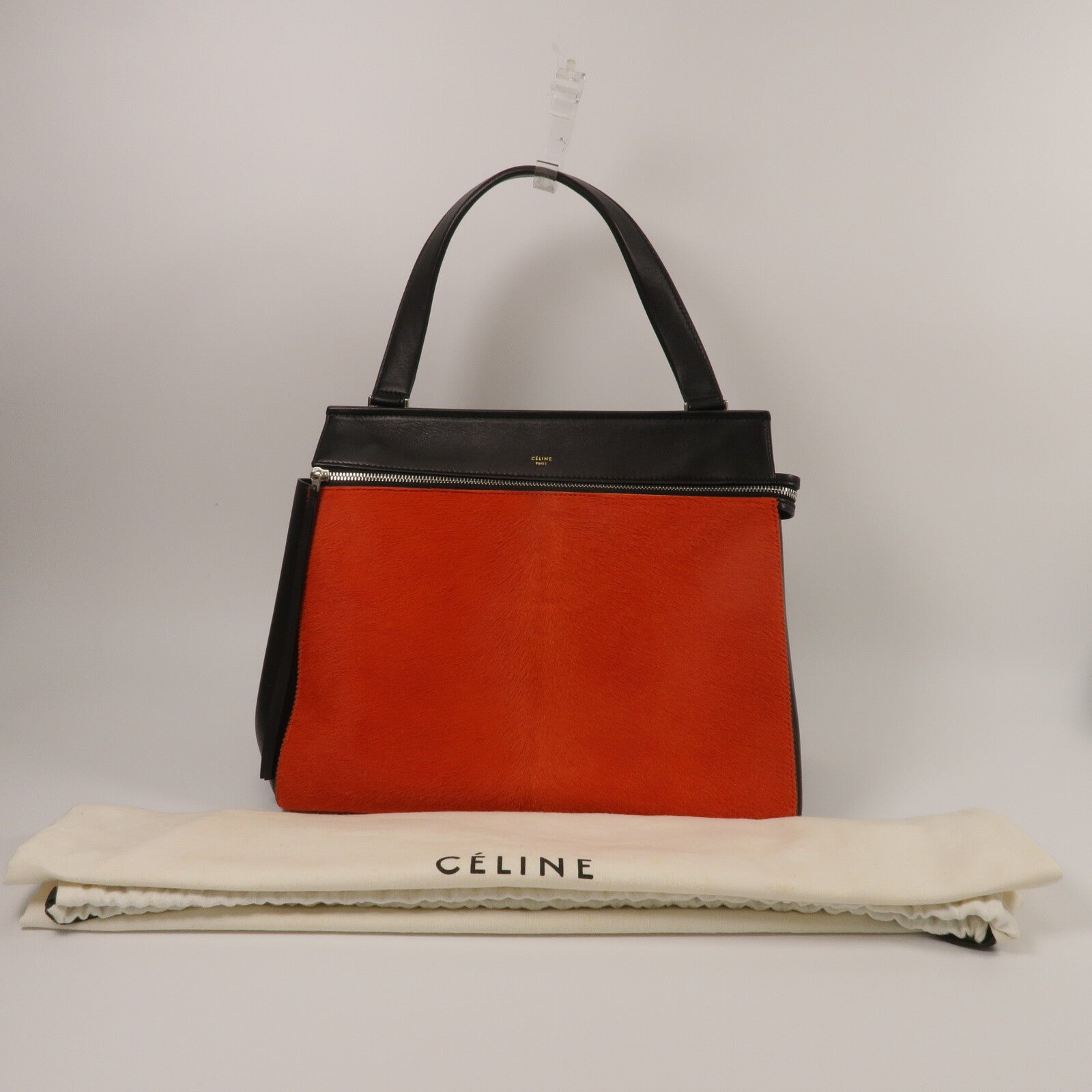 CELINE 牛皮皮革/馬毛Edge Medium肩背袋