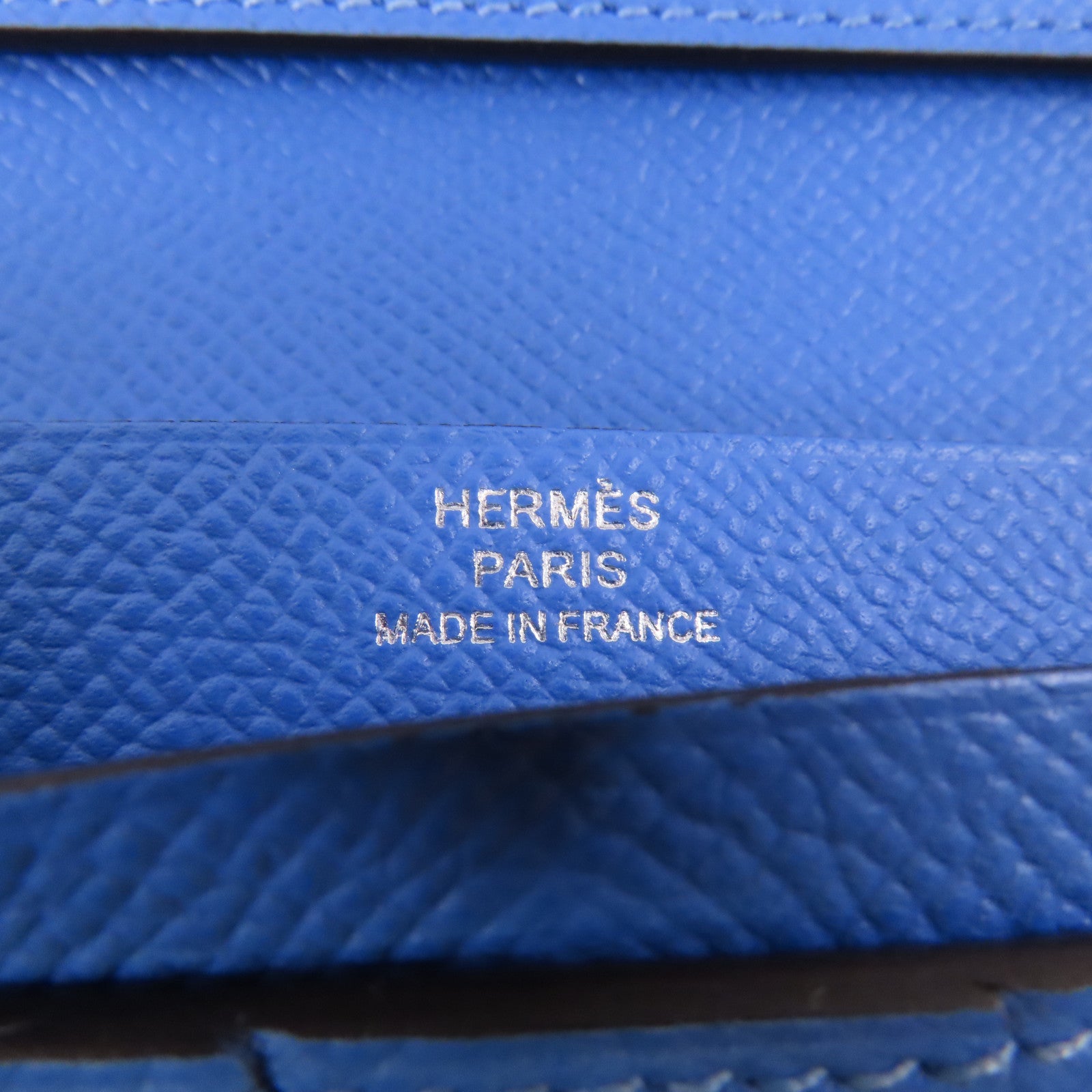 HERMES Epsom皮革Bearn Long Wallet銀扣長錢包Orange Poppy /Bleu Paradis